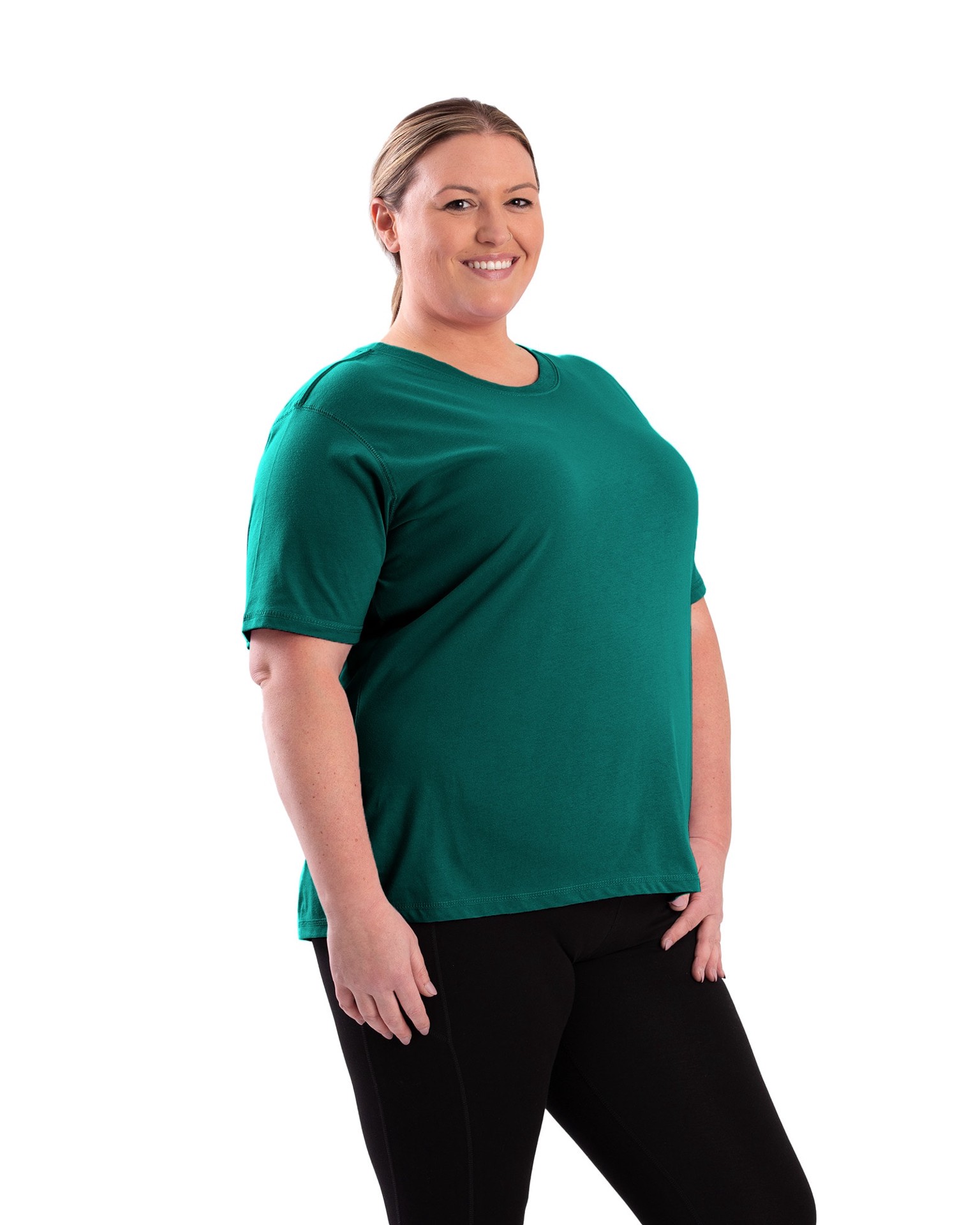 slide 3 of 4, BERNE APPAREL Women's Green Jersey Short sleeve Solid T-shirt ( Medium ), 1 ct