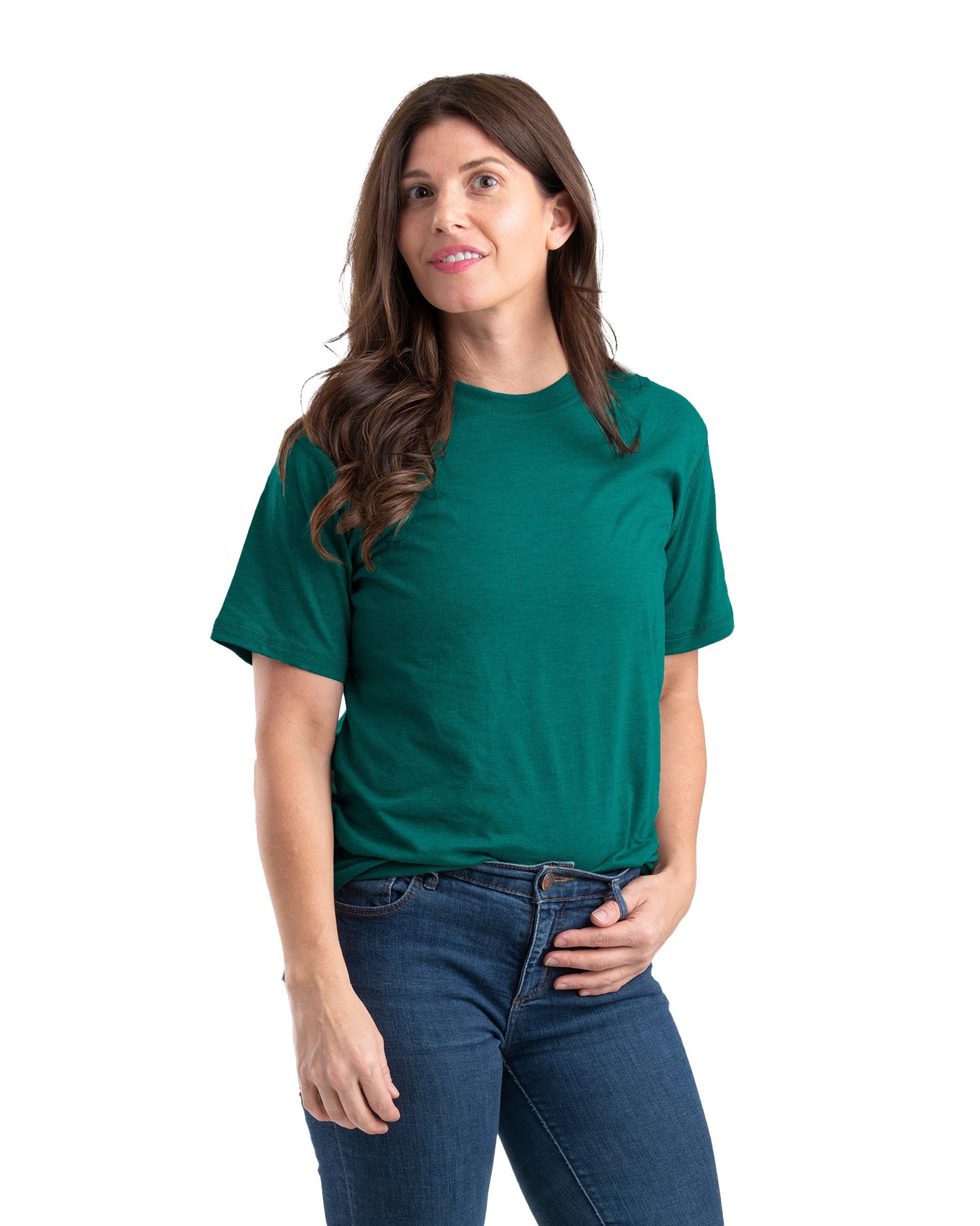 slide 1 of 4, BERNE APPAREL Women's Green Jersey Short sleeve Solid T-shirt ( Medium ), 1 ct