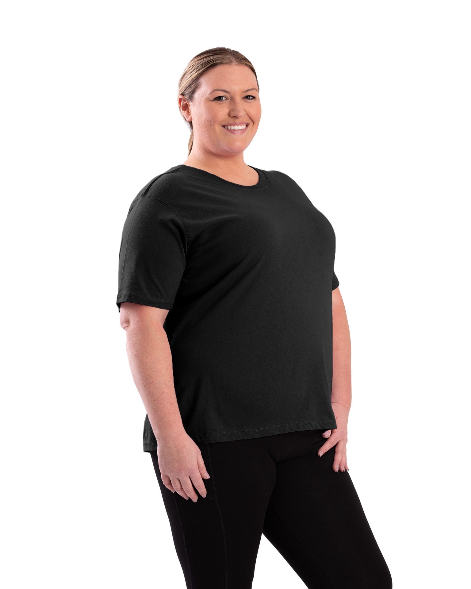 slide 2 of 4, BERNE APPAREL Women's Black Jersey Short sleeve Solid T-shirt ( Large ), 1 ct