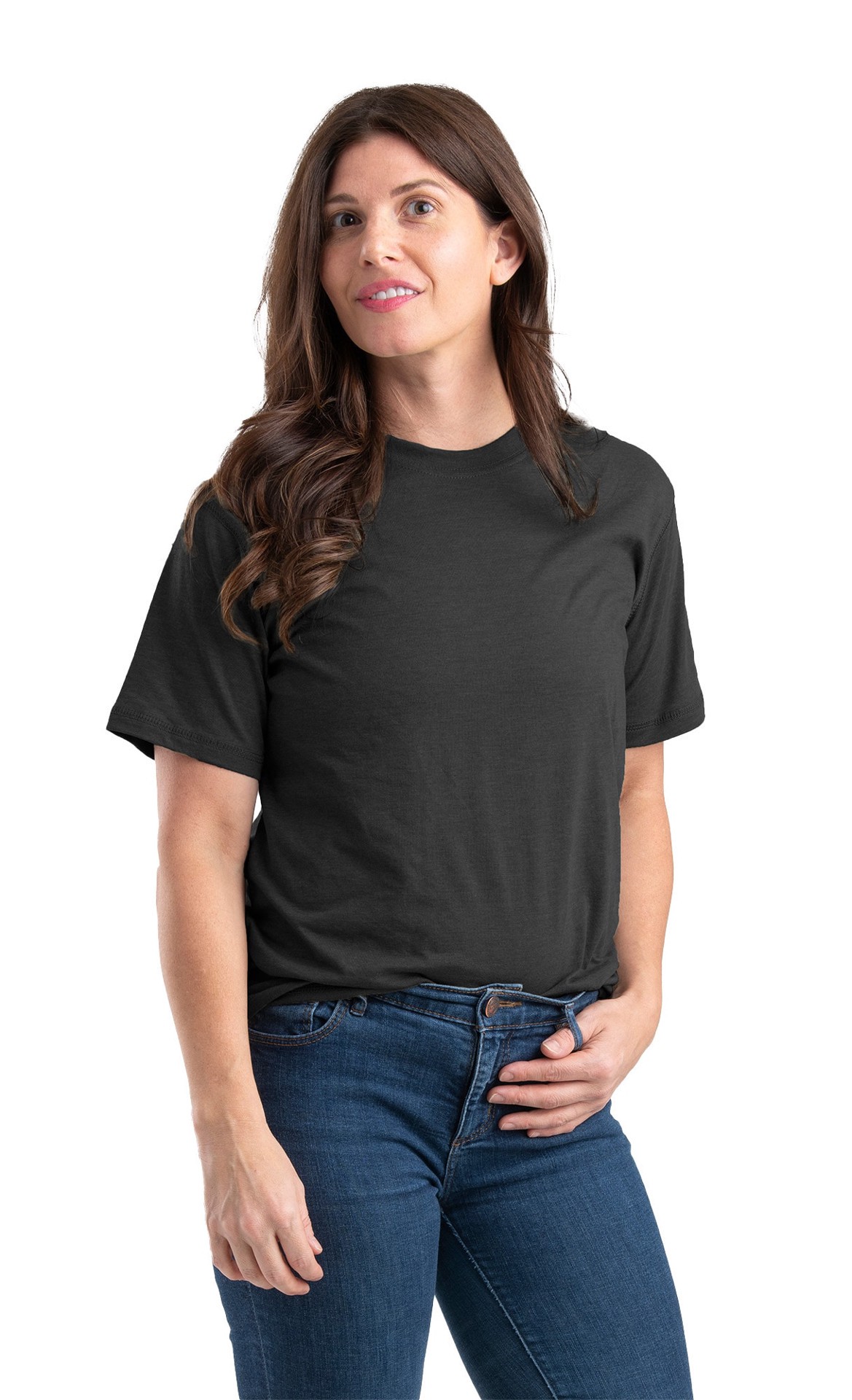 slide 3 of 4, BERNE APPAREL Women's Black Jersey Short sleeve Solid T-shirt ( Large ), 1 ct