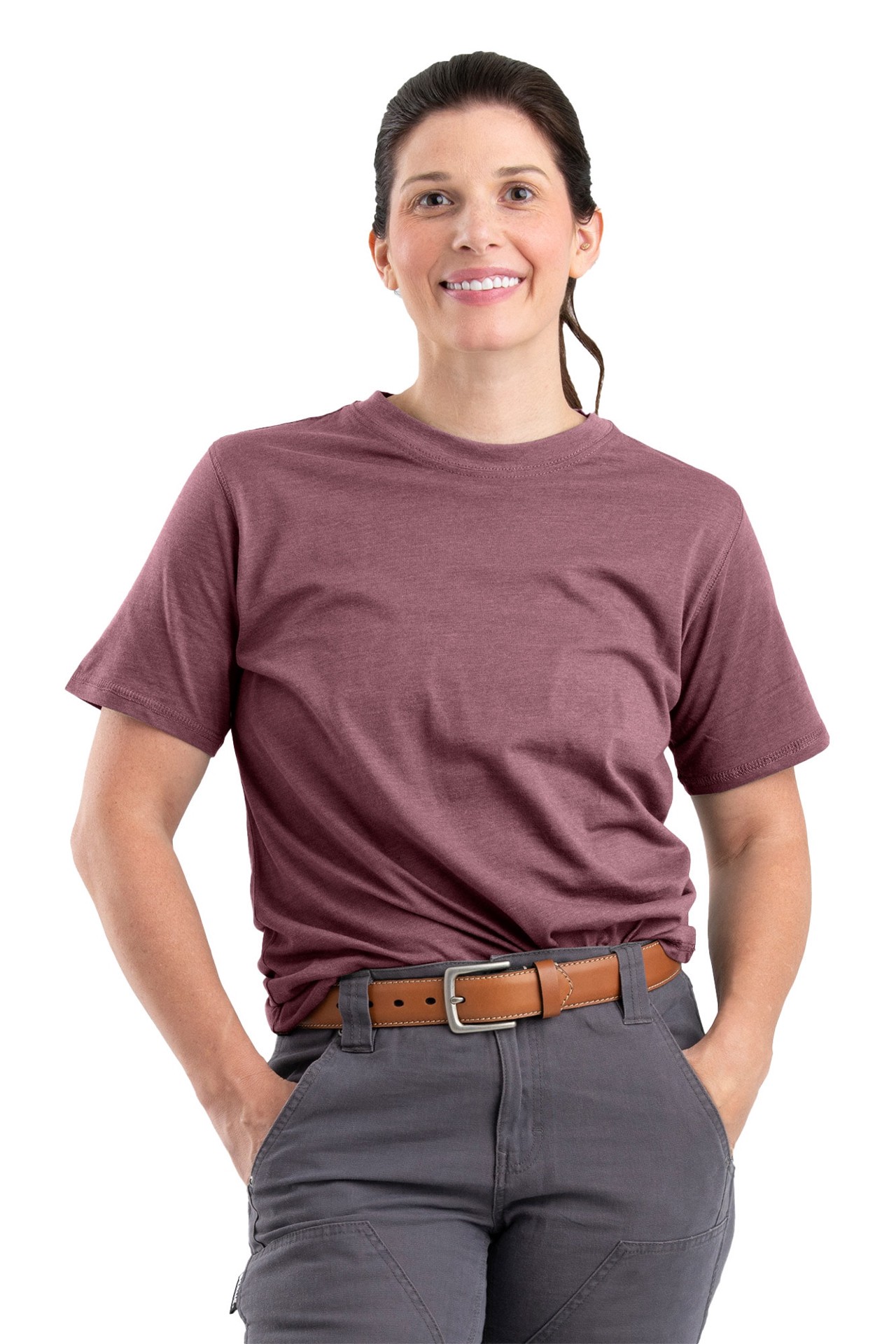 slide 1 of 4, BERNE APPAREL Women's Pink Jersey Short sleeve Solid T-shirt ( Medium ), 1 ct