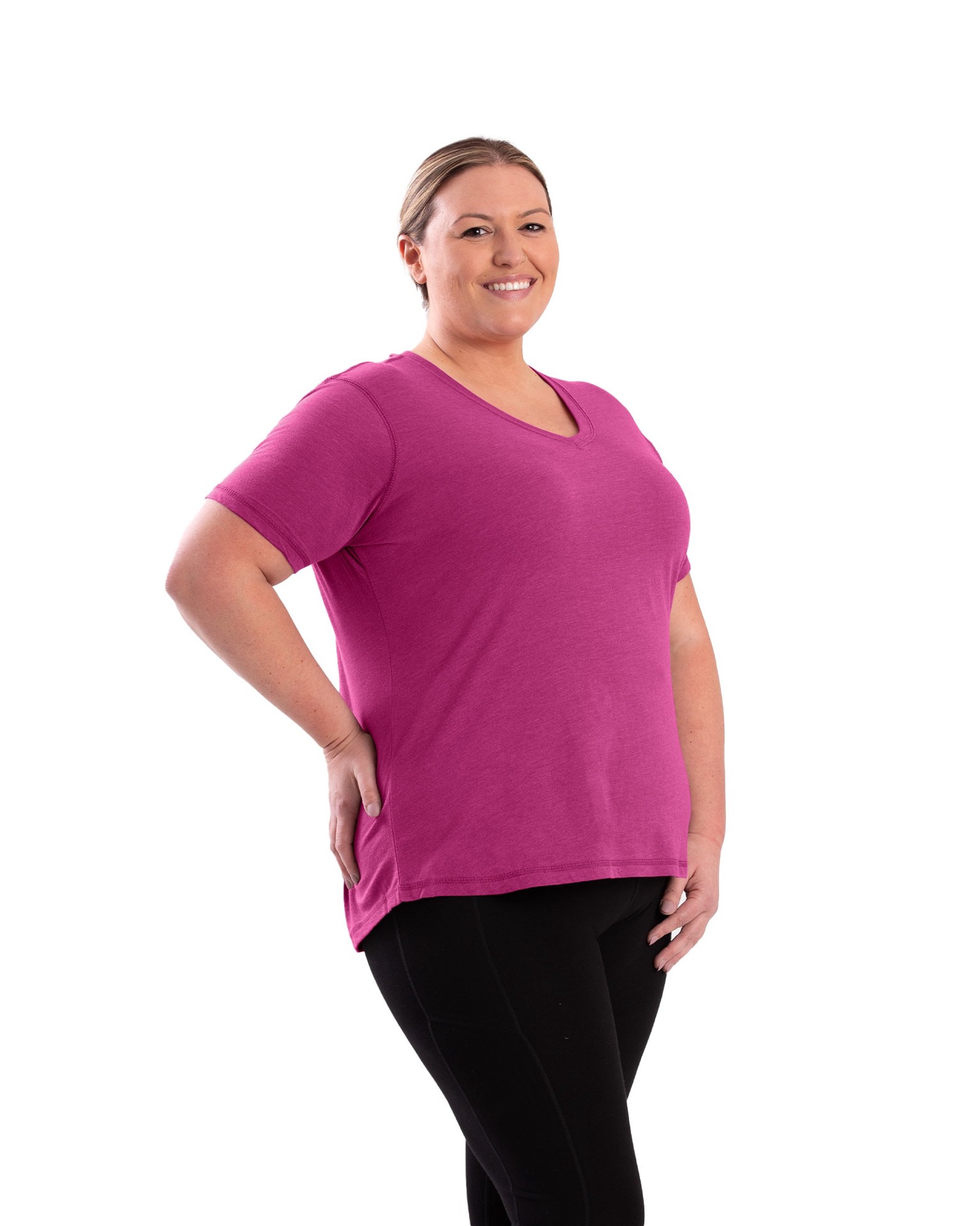 slide 2 of 4, BERNE APPAREL Women's Purple Jersey Short sleeve Solid T-shirt ( Small ), 1 ct