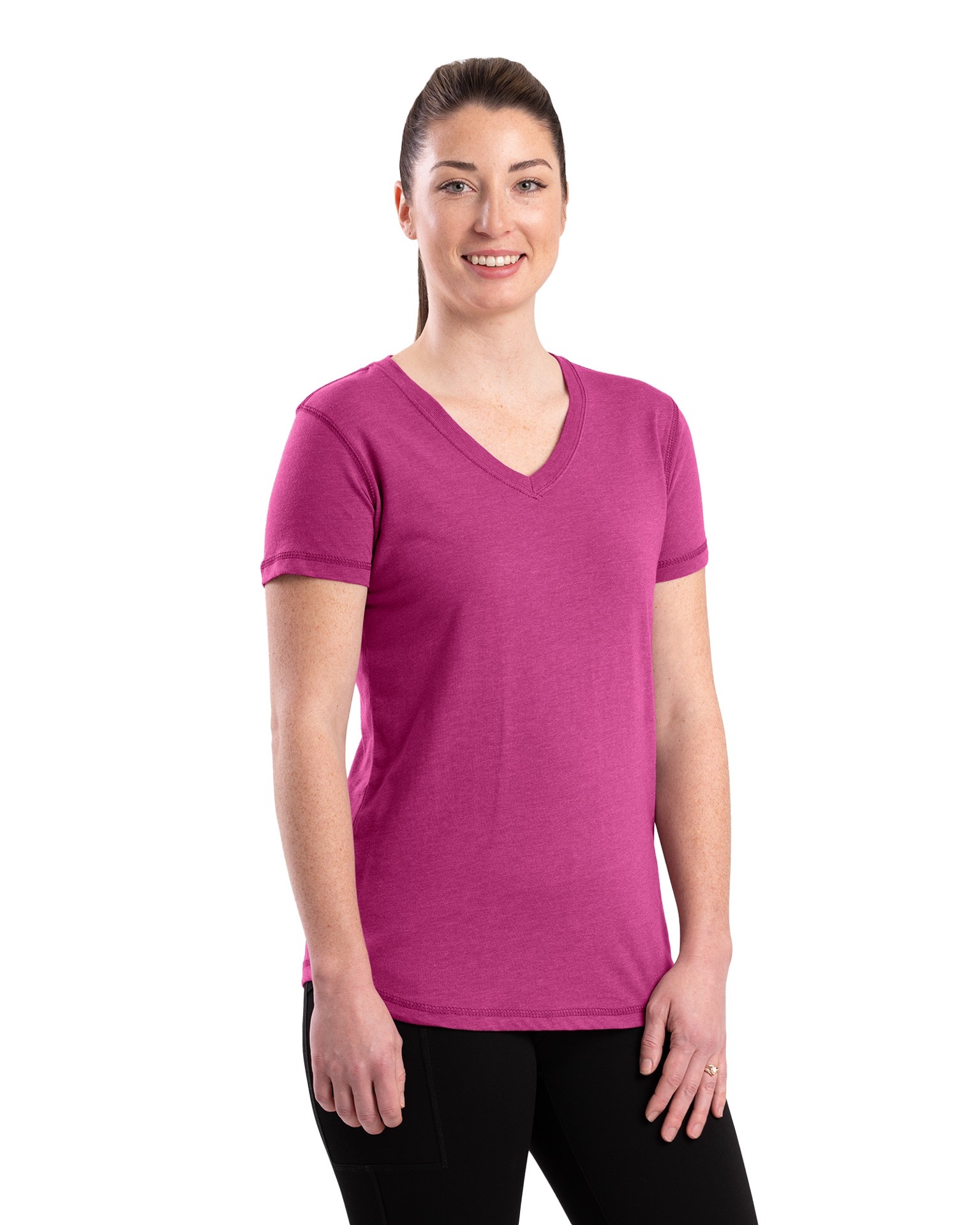 slide 1 of 4, BERNE APPAREL Women's Purple Jersey Short sleeve Solid T-shirt ( Small ), 1 ct