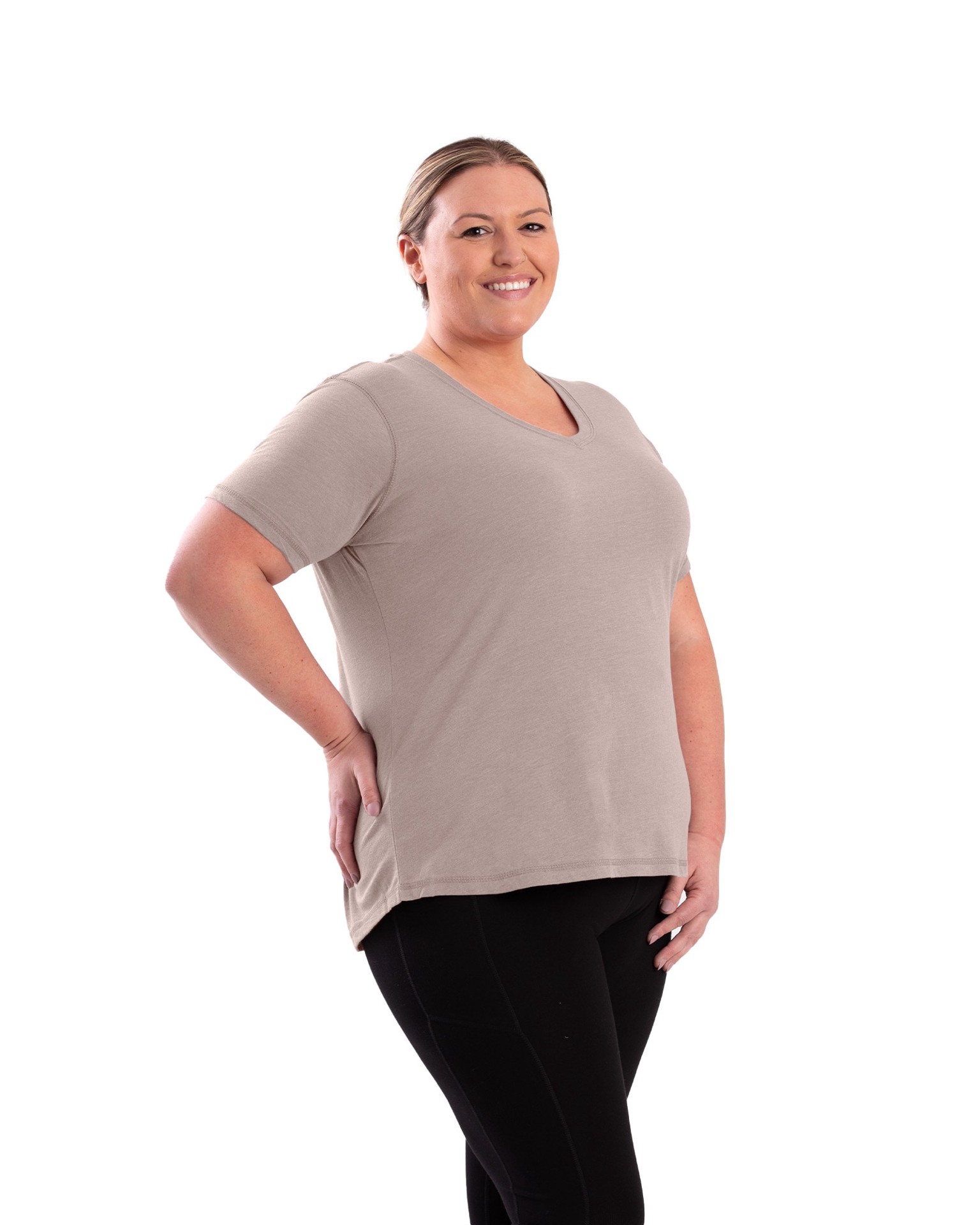 slide 3 of 4, BERNE APPAREL Women's Gray Jersey Short sleeve Solid T-shirt ( Large ), 1 ct