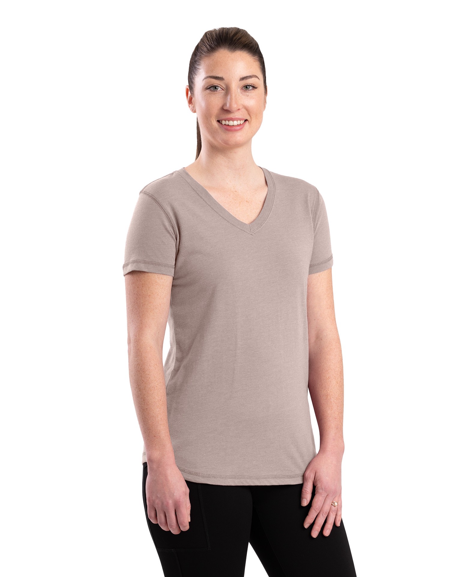 slide 1 of 4, BERNE APPAREL Women's Gray Jersey Short sleeve Solid T-shirt ( Large ), 1 ct
