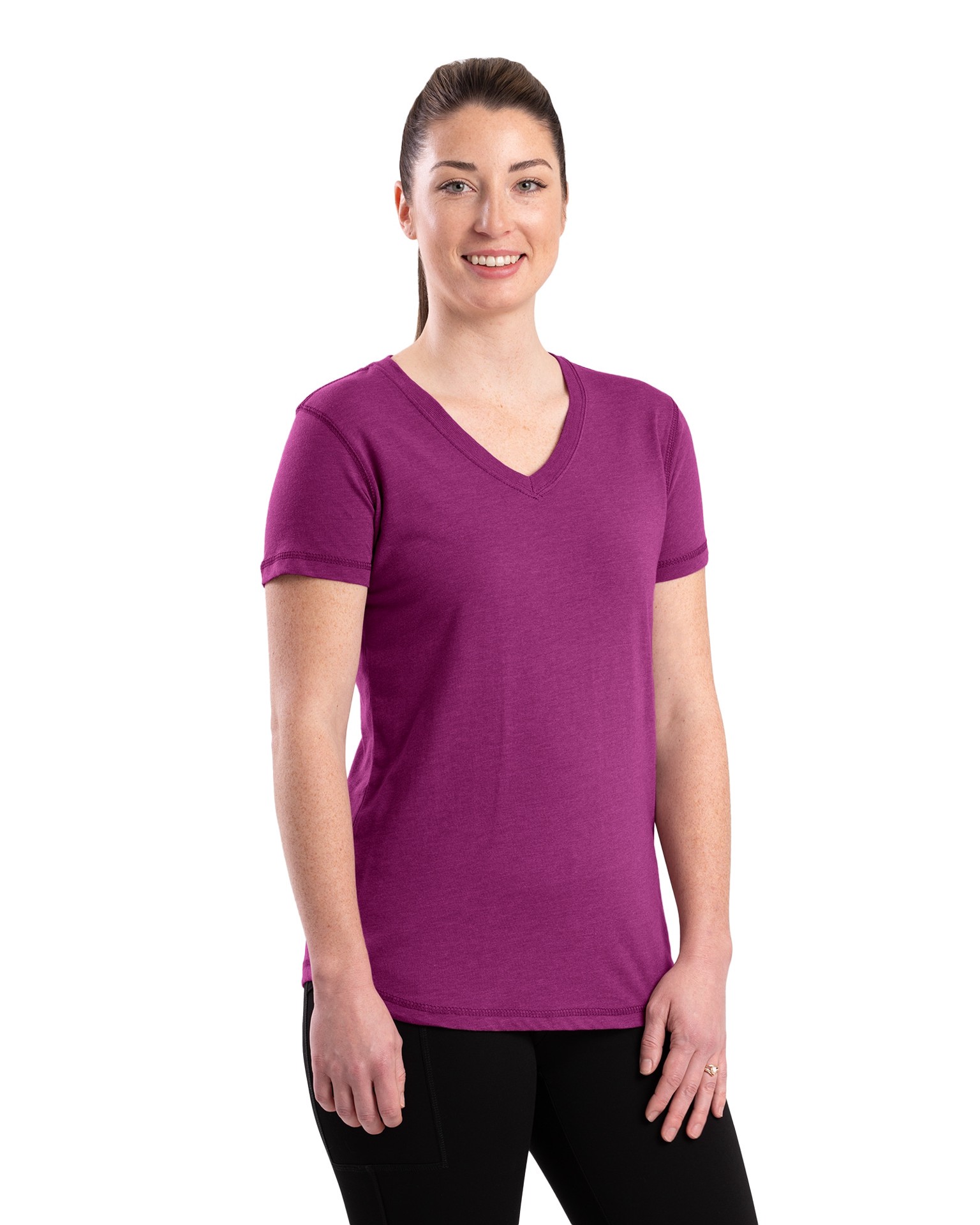 slide 1 of 4, BERNE APPAREL Women's Purple Jersey Short sleeve Solid T-shirt ( Large ), 1 ct