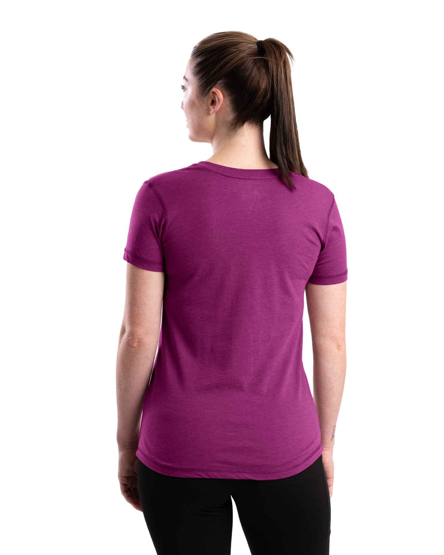 slide 3 of 4, BERNE APPAREL Women's Purple Jersey Short sleeve Solid T-shirt ( Large ), 1 ct
