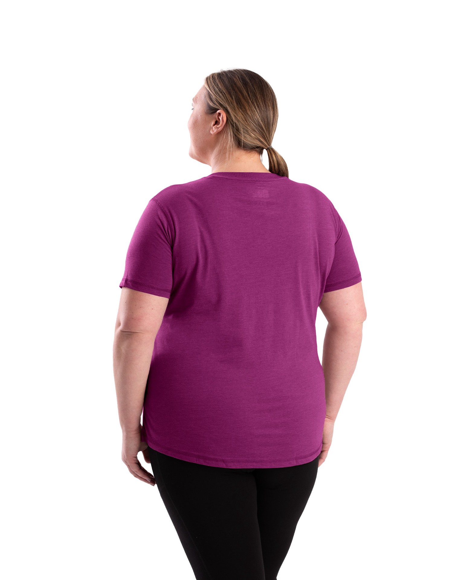 slide 4 of 4, BERNE APPAREL Women's Purple Jersey Short sleeve Solid T-shirt ( Large ), 1 ct