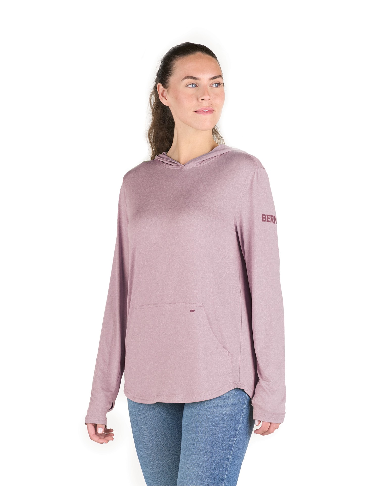 slide 1 of 4, BERNE APPAREL Women's Purple Jersey Long sleeve Solid Hoodie ( Large ), 1 ct