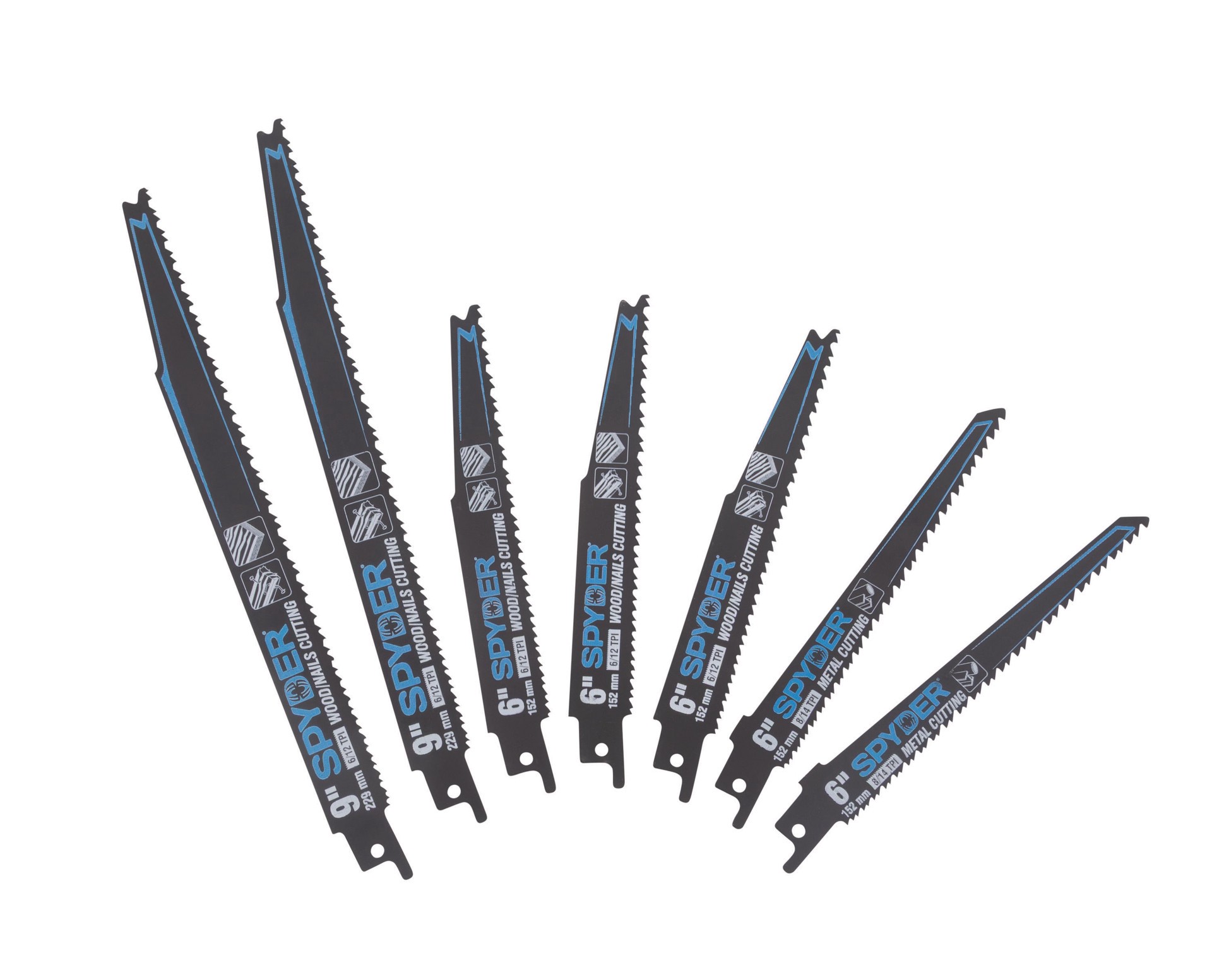 slide 5 of 6, Spyder Black Series Bi-metal Wood/Metal cutting Reciprocating Saw Blade Set 7 -Pack, 1 ct