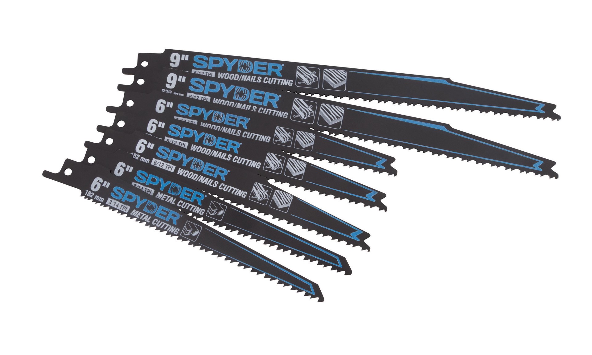 slide 6 of 6, Spyder Black Series Bi-metal Wood/Metal cutting Reciprocating Saw Blade Set 7 -Pack, 1 ct