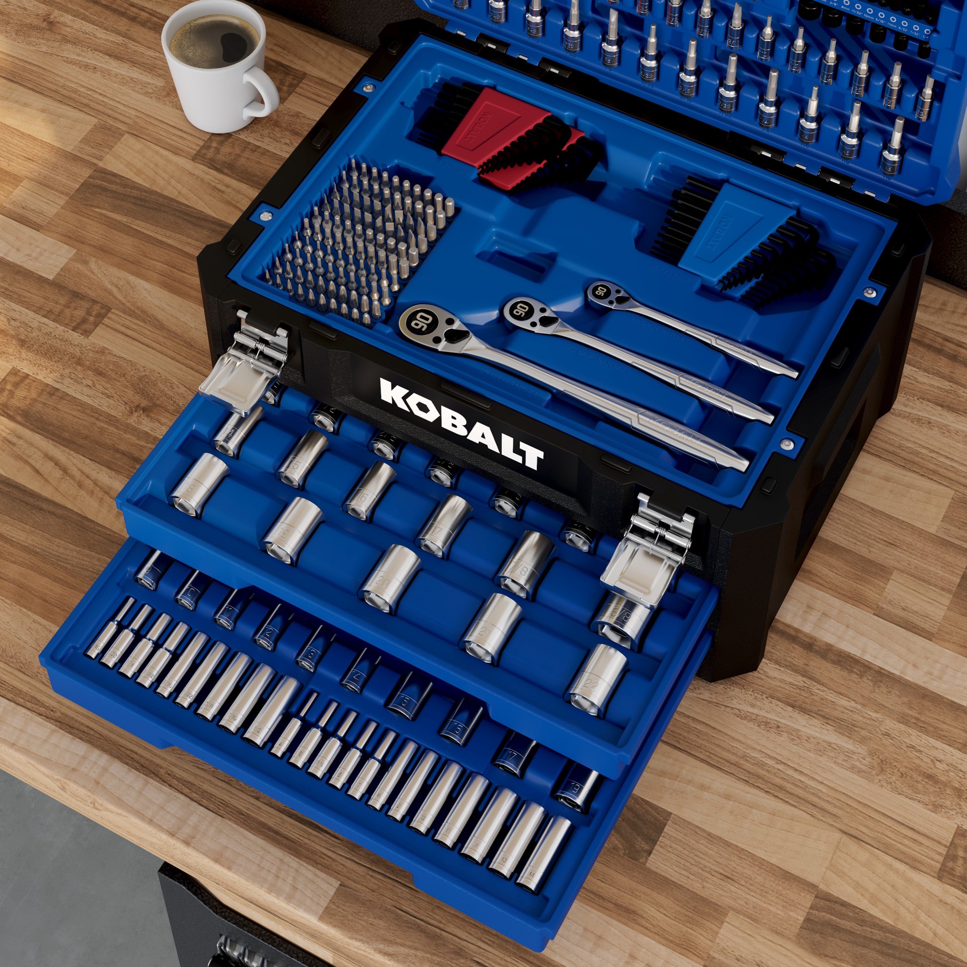 slide 3 of 6, Kobalt 302 -Piece Metric and standard (SAE) Mechanics Tool Set with Hard Case, 1 ct
