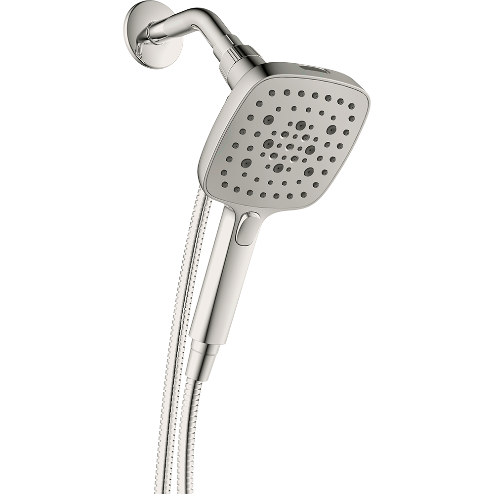 slide 1 of 6, allen + roth SOMERTON 4 -Spray Brushed Nichel 5.15-in Handheld Shower Head 1.8 GPM, 1 ct