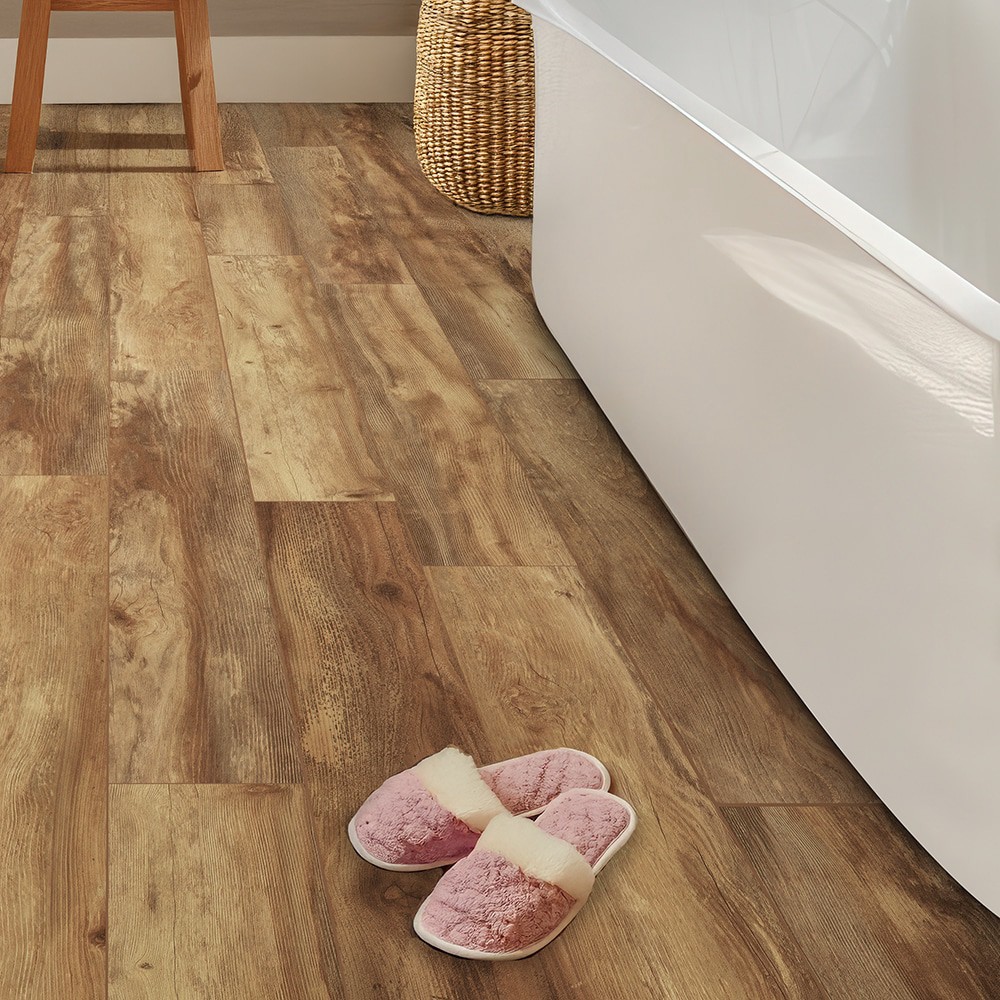 slide 3 of 6, QuickStep Studio + Spill Repel Pecanwood 12-mm T x 7-in W x 48-in L Waterproof Laminate Wood Flooring ( 19.63-sq ft / Carton ), 1 ct