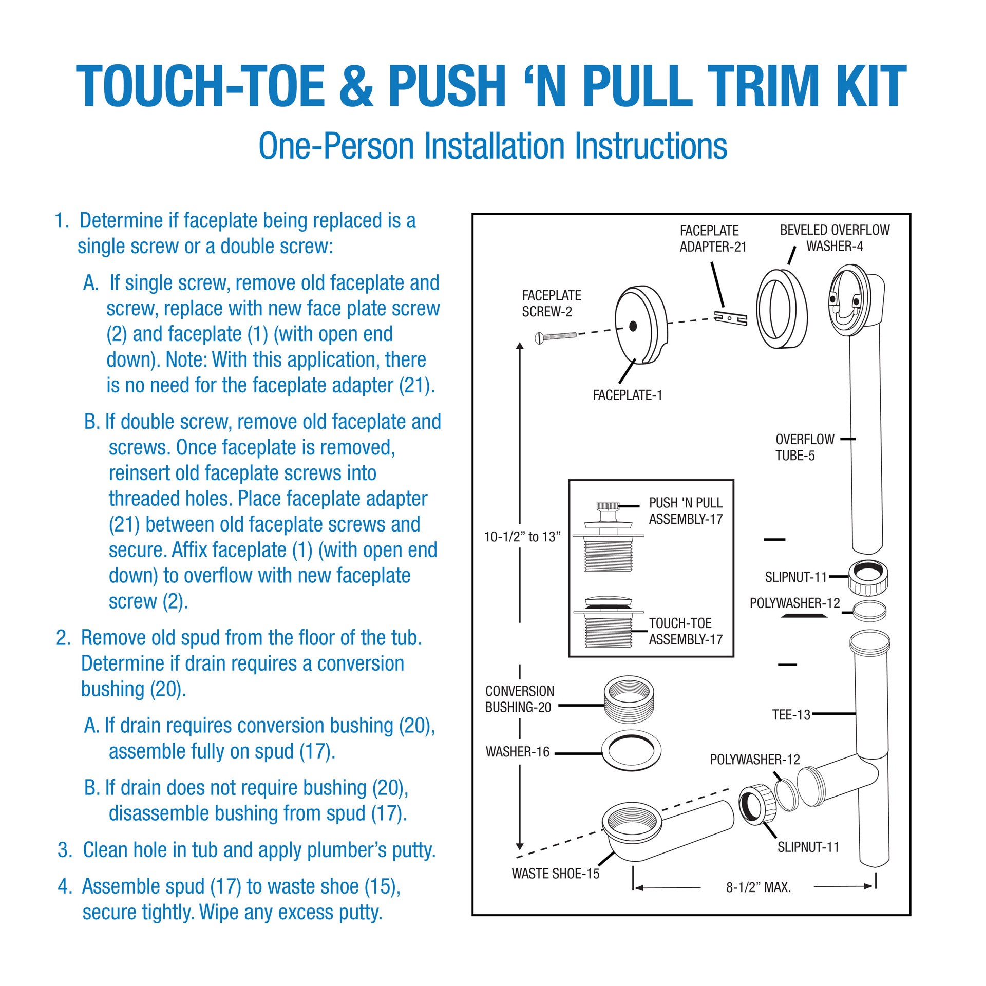 Dearborn Touch Toe Closure Assembly - Polished Chrome 1 ct | shipt