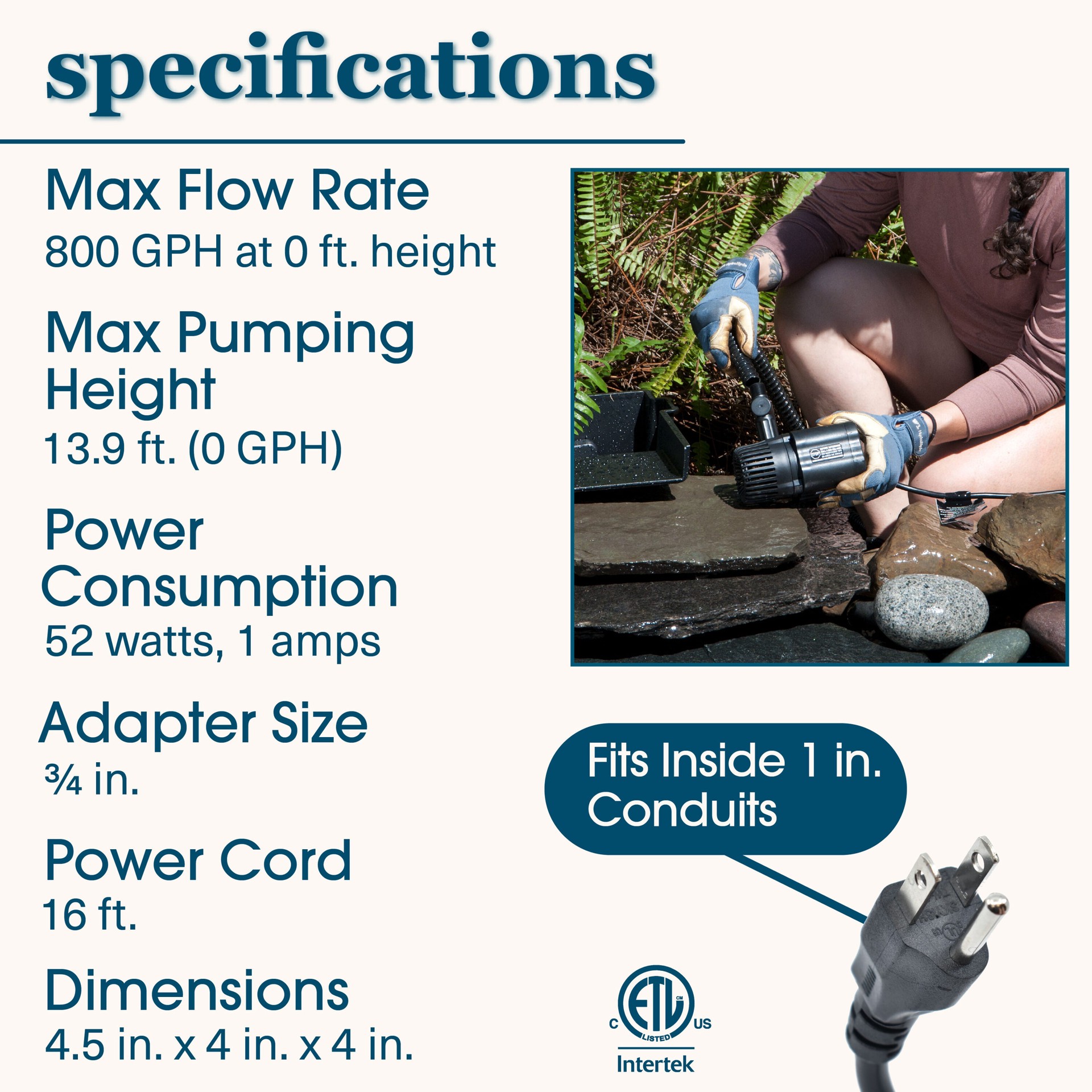 slide 4 of 6, smartpond 800.0 -GPH Submersible Corded Electric Pond Pump, 1 ct