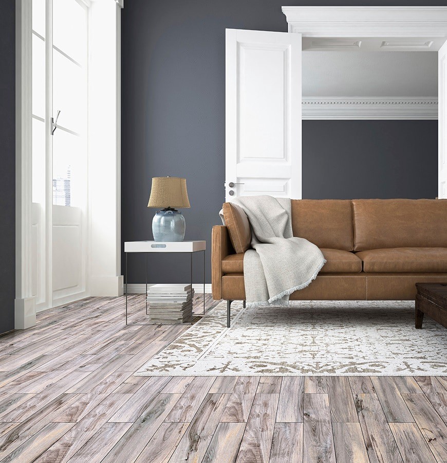 slide 2 of 6, allen + roth Madeira Buff 6-in x 24-in Glazed Ceramic Wood Look Plank Floor and Wall Tile ( 0.96-sq ft Piece ), 1 ct