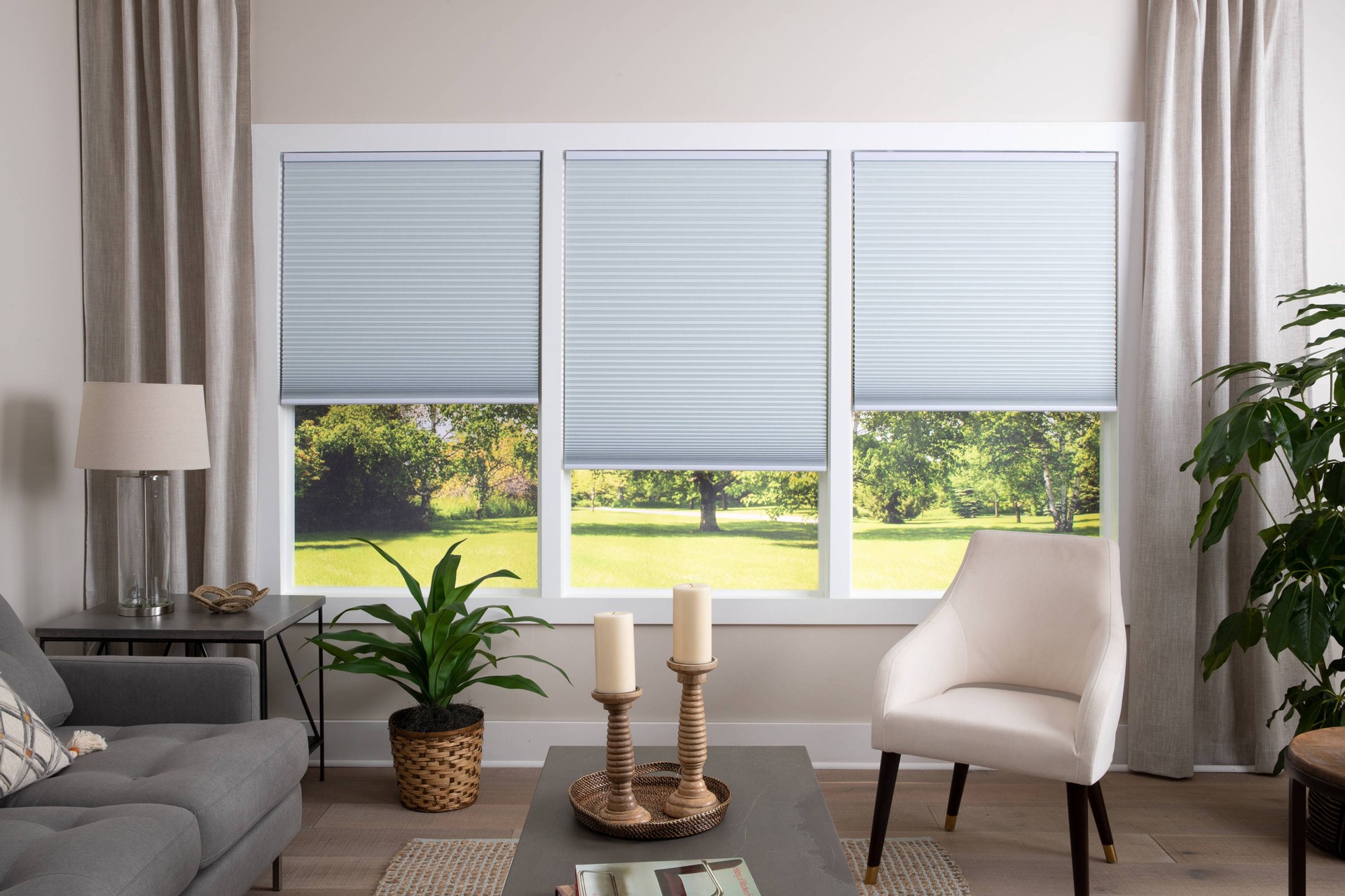 slide 2 of 6, allen + roth 31-in x 48-in White Blackout Cordless Cellular Shade, 1 ct