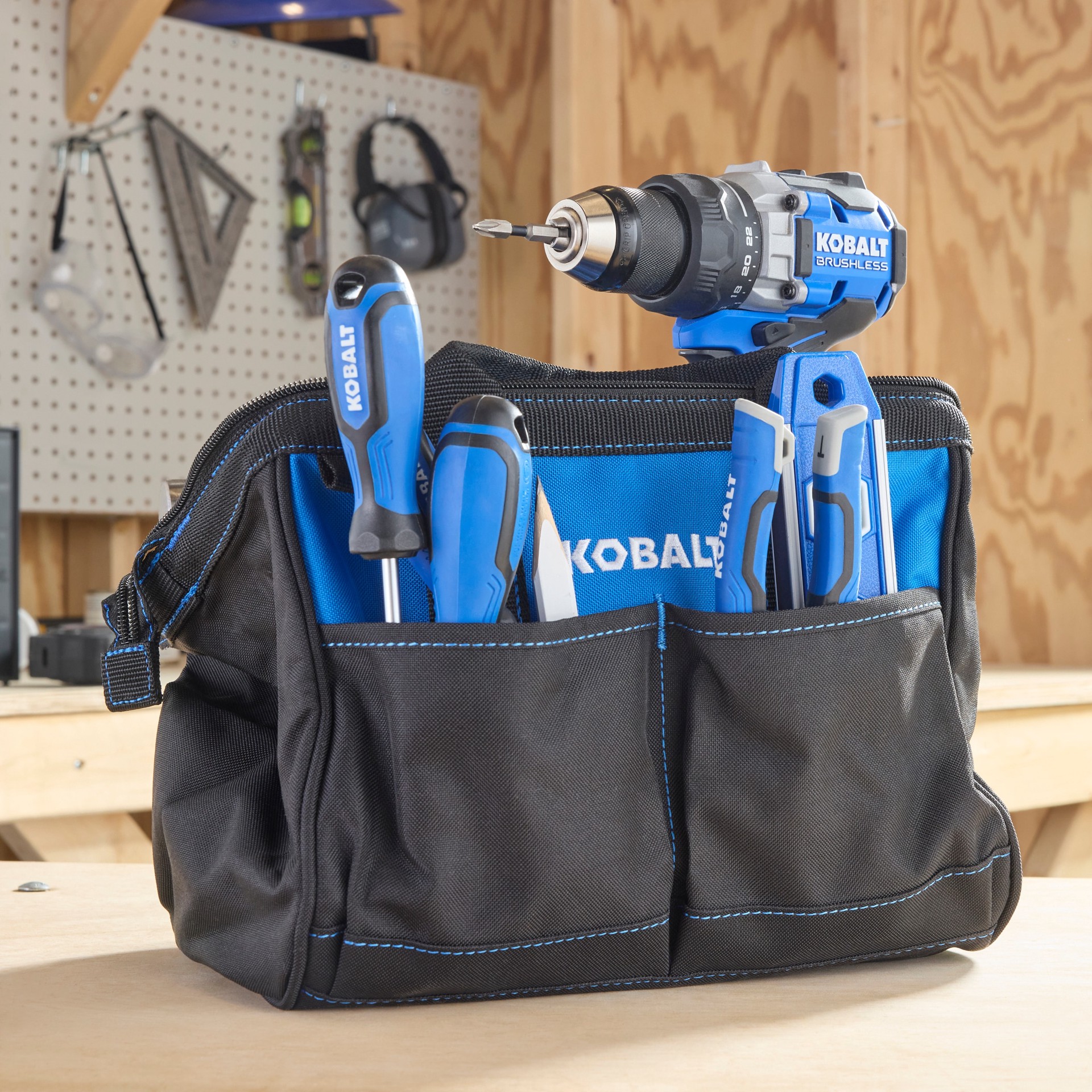 slide 5 of 6, Kobalt Blue Polyester 12-in W x 8-in D x 9-in L Zippered Tool bag, 1 ct