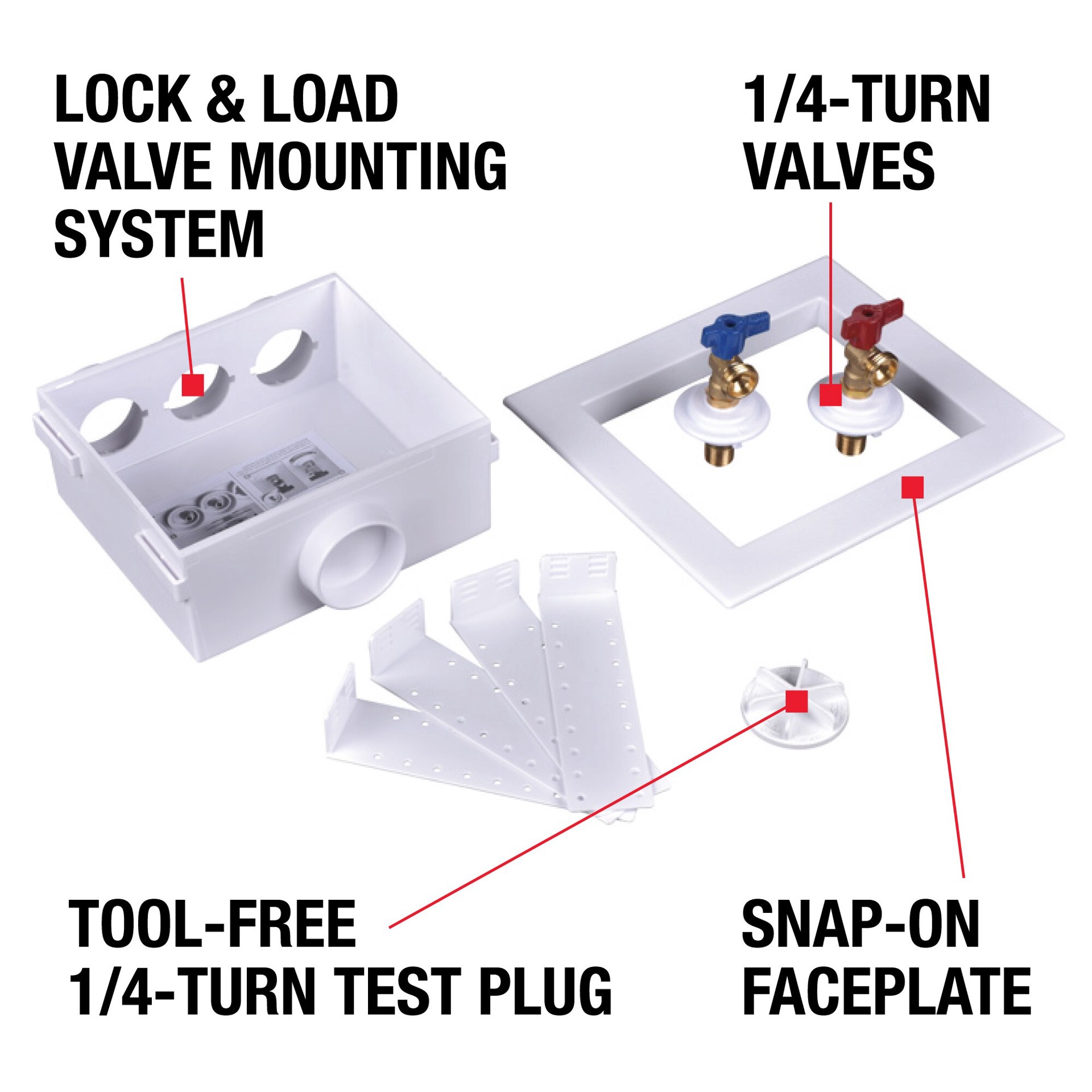 slide 3 of 6, Oatey Quadtro Single lever Copper sweat Washing machine Outlet Box, 1 ct