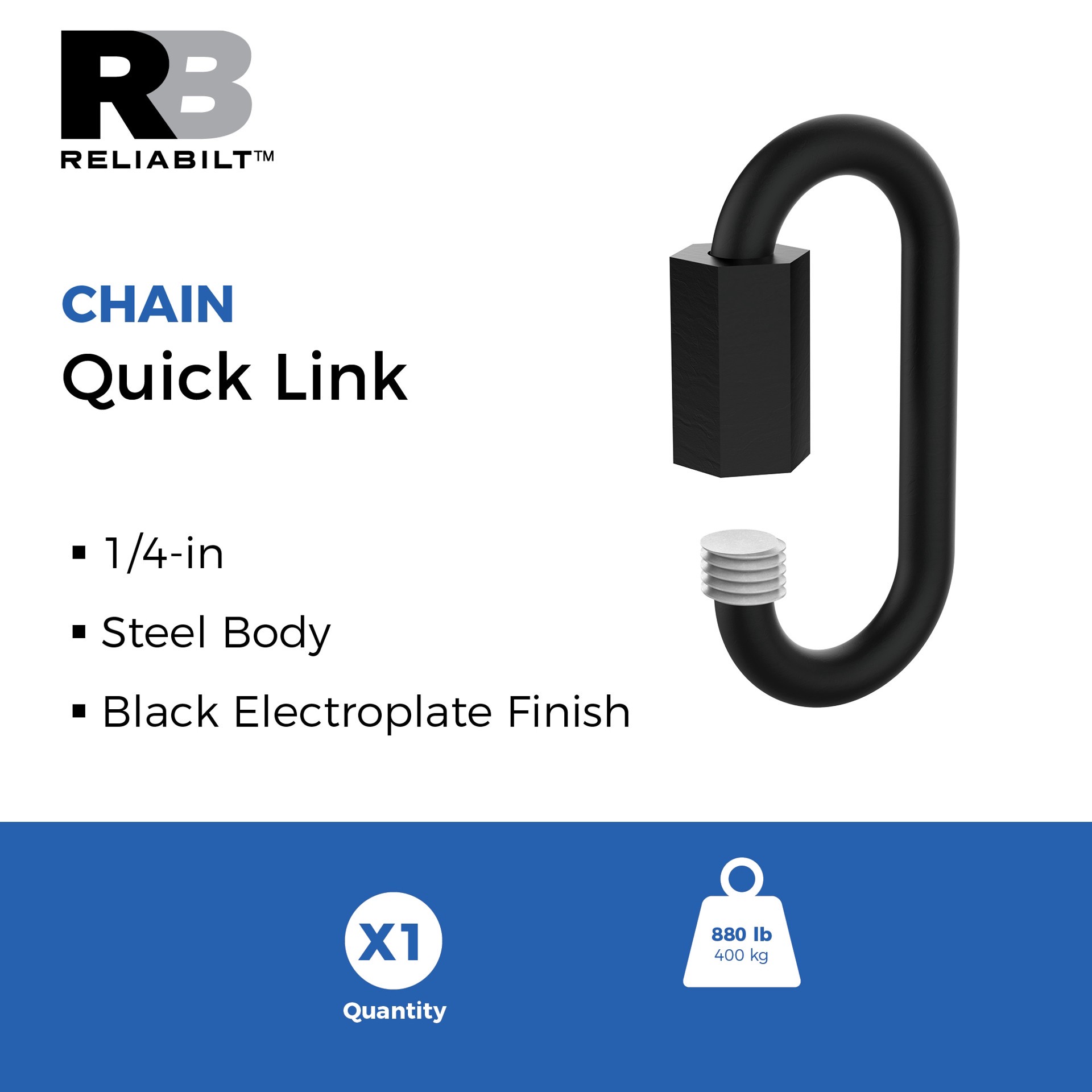 slide 2 of 6, RELIABILT V3150 - 1/4-in Quick Link in Storm Shine, 1 ct