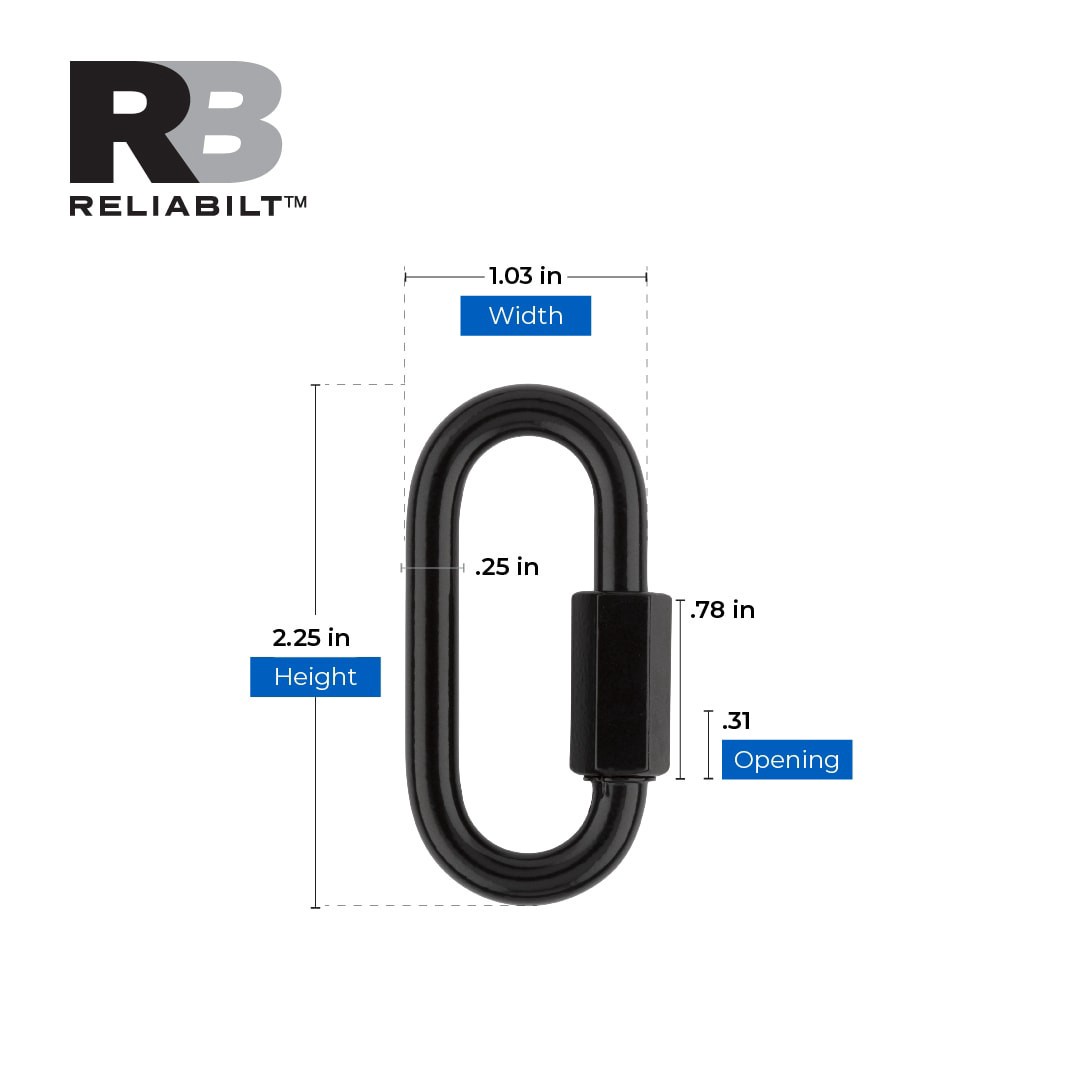 slide 3 of 6, RELIABILT 1/4-in Steel Quick Link in Black Electroplate Finish, 1 ct