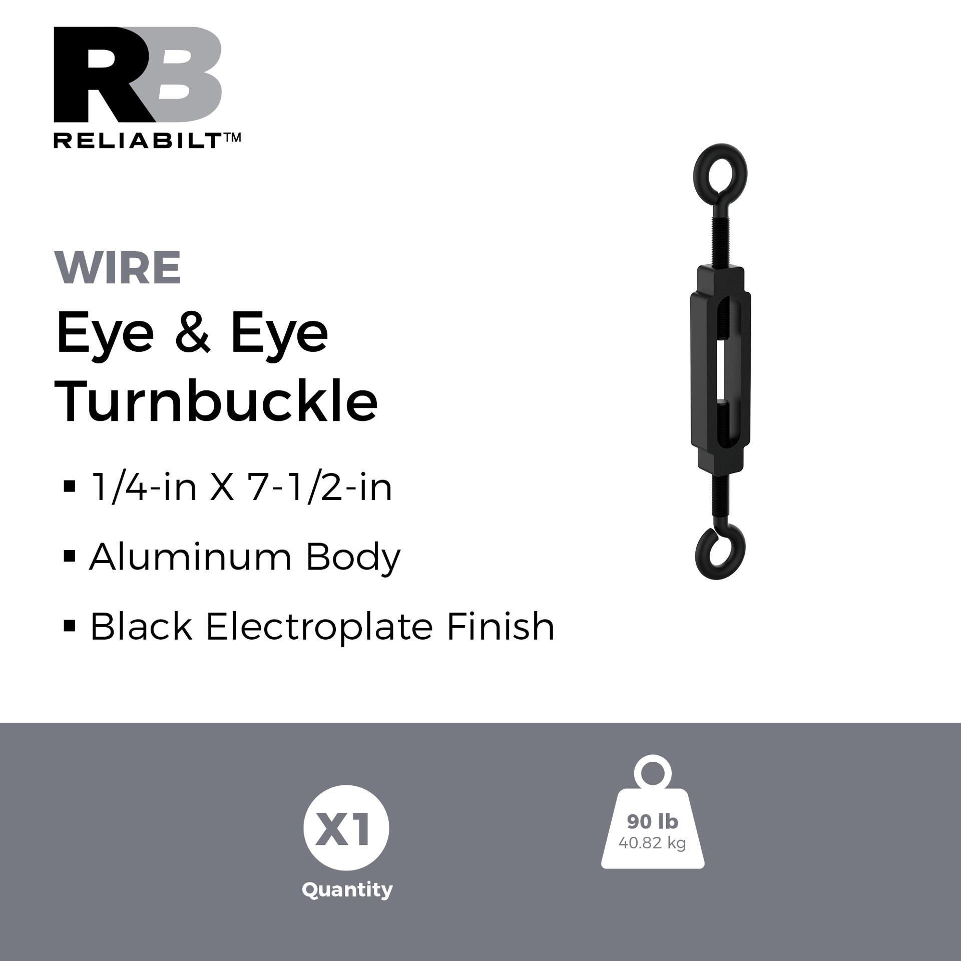 slide 2 of 6, RELIABILT 1/4-in x 7-1/2-in Steel Eye and eye Turnbuckle, 1 ct