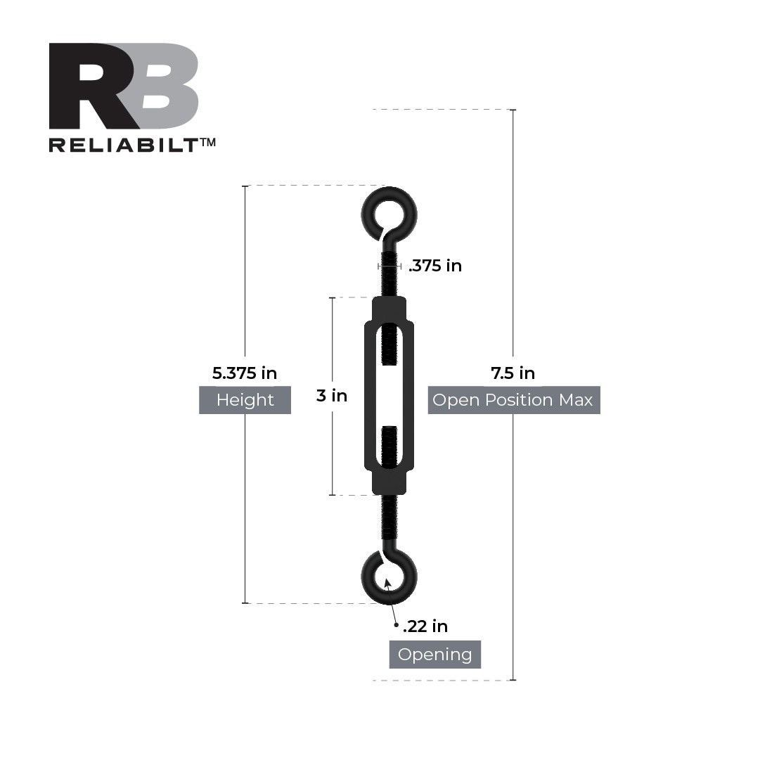 slide 3 of 6, RELIABILT 1/4-in x 7-1/2-in Steel Eye and eye Turnbuckle, 1 ct