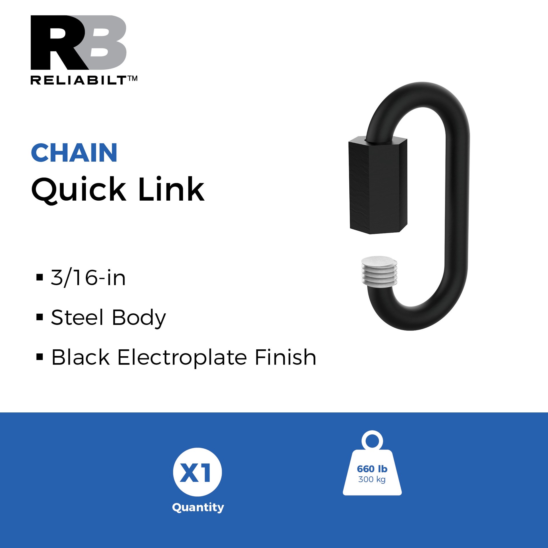 slide 2 of 6, RELIABILT V3150 - 3/16-in Quick Link in Storm Shine, 1 ct