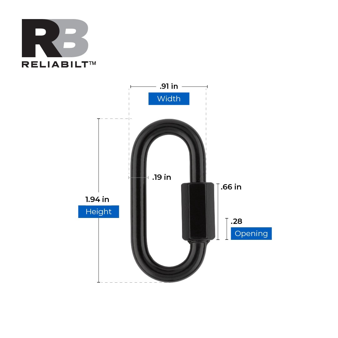 slide 3 of 6, RELIABILT 3/16-in Steel Quick Link in Black Electroplate Finish, 1 ct