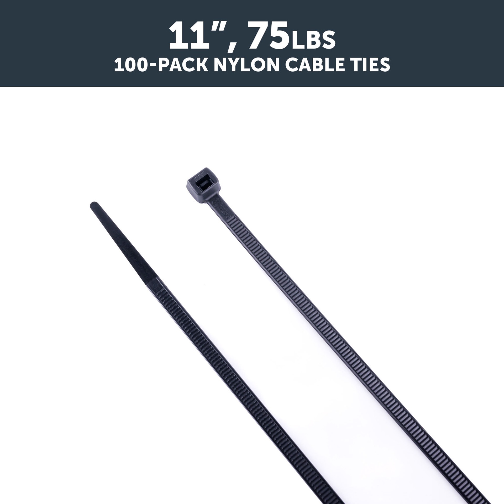 slide 5 of 6, Utilitech 11-in 75-lb Tensile Strength Nylon Zip ties Black with UV Protection 100 -Pack, 1 ct