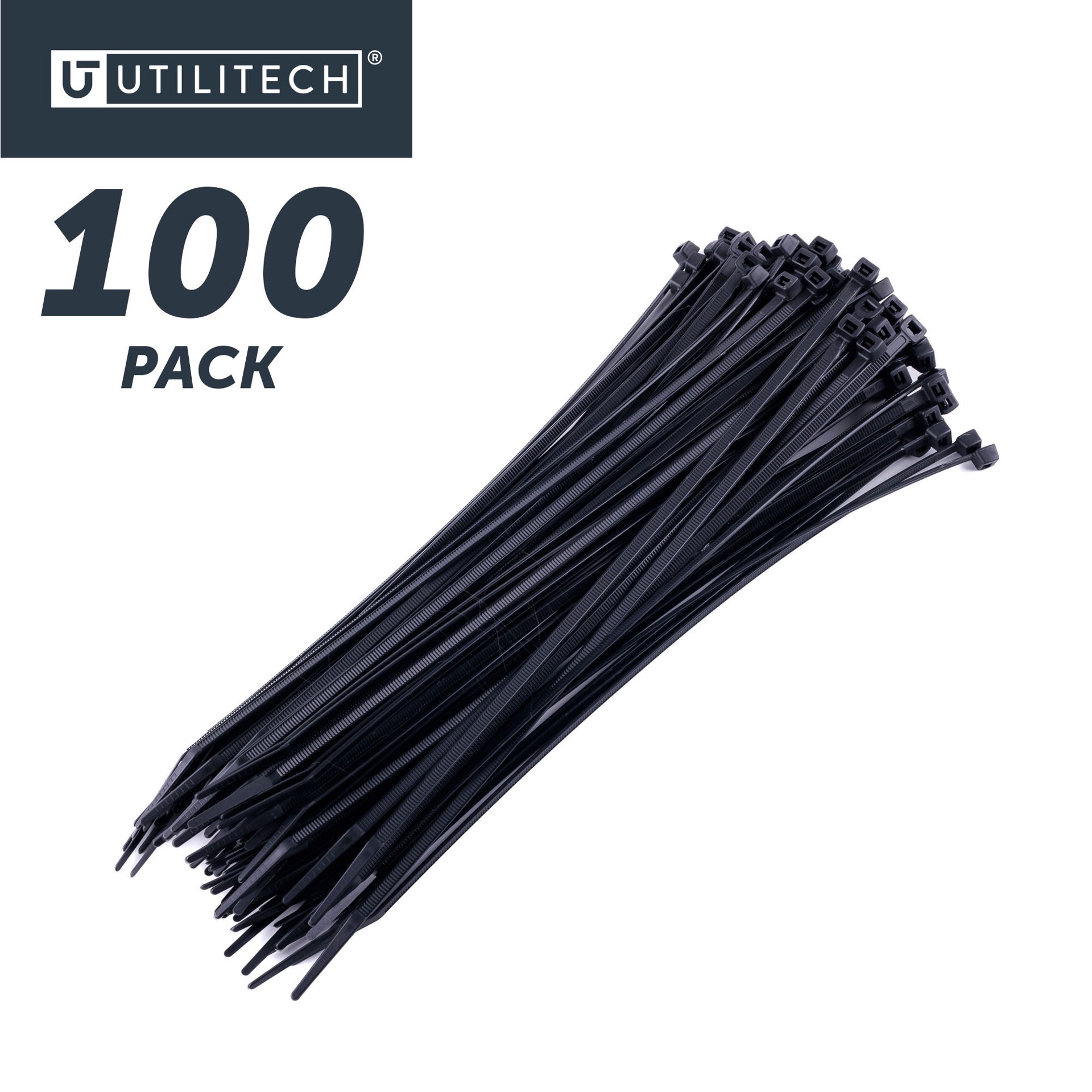 slide 6 of 6, Utilitech 11-in 75-lb Tensile Strength Nylon Zip ties Black with UV Protection 100 -Pack, 1 ct