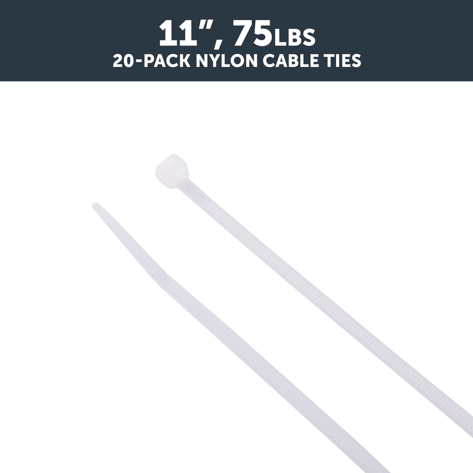 slide 5 of 6, Utilitech 11-in 75-lb Tensile Strength Nylon Zip ties Off-white 20 -Pack, 1 ct
