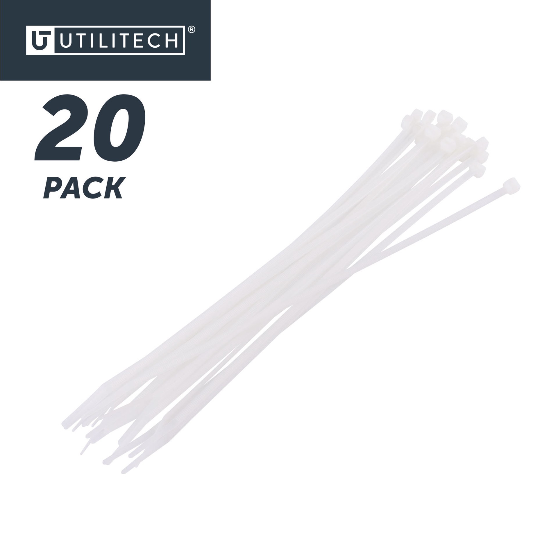 slide 6 of 6, Utilitech 11-in 75-lb Tensile Strength Nylon Zip ties Off-white 20 -Pack, 1 ct
