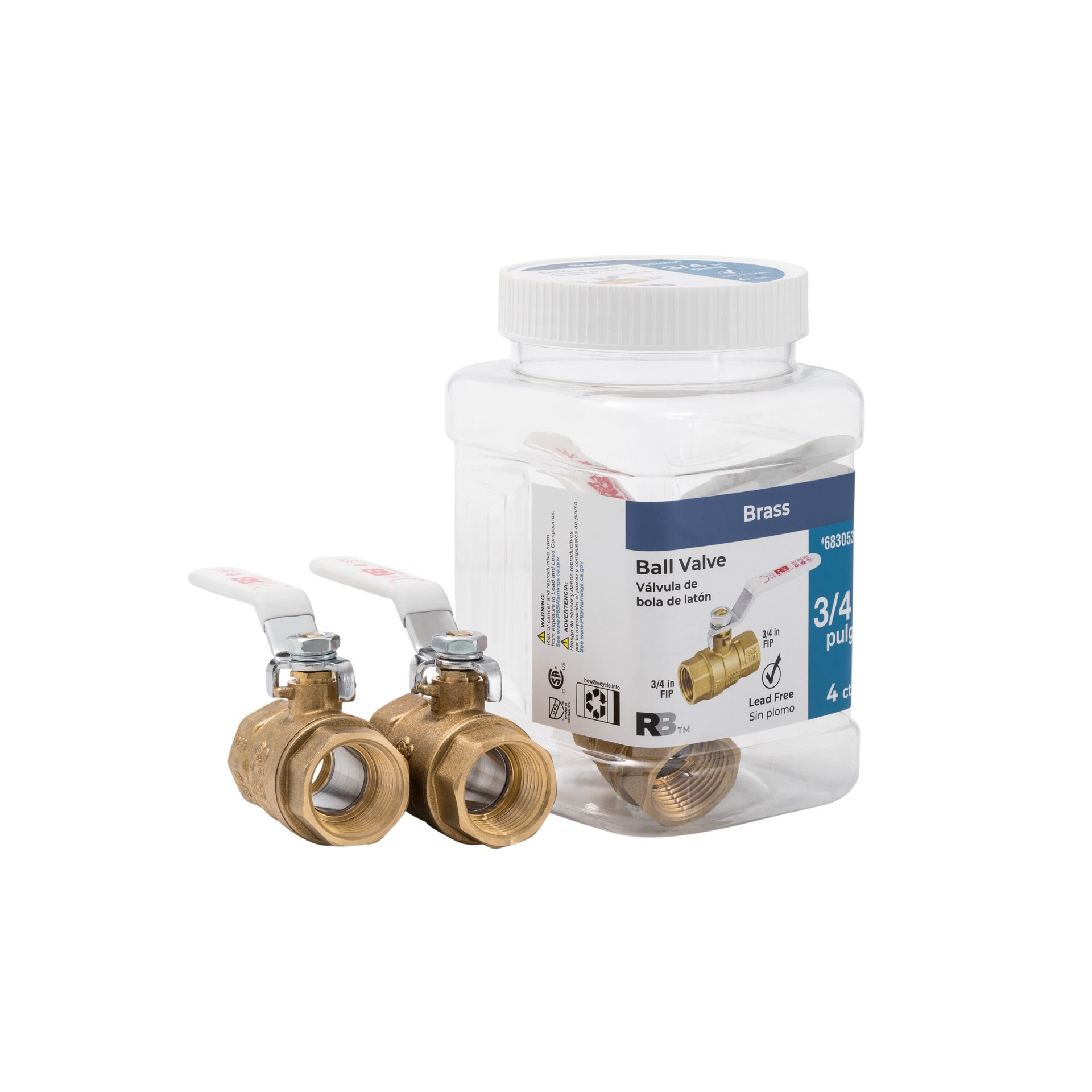 slide 1 of 5, RELIABILT 7690T 3/4-in FIP Brass Ball Valve 4 -Pack, 1 ct