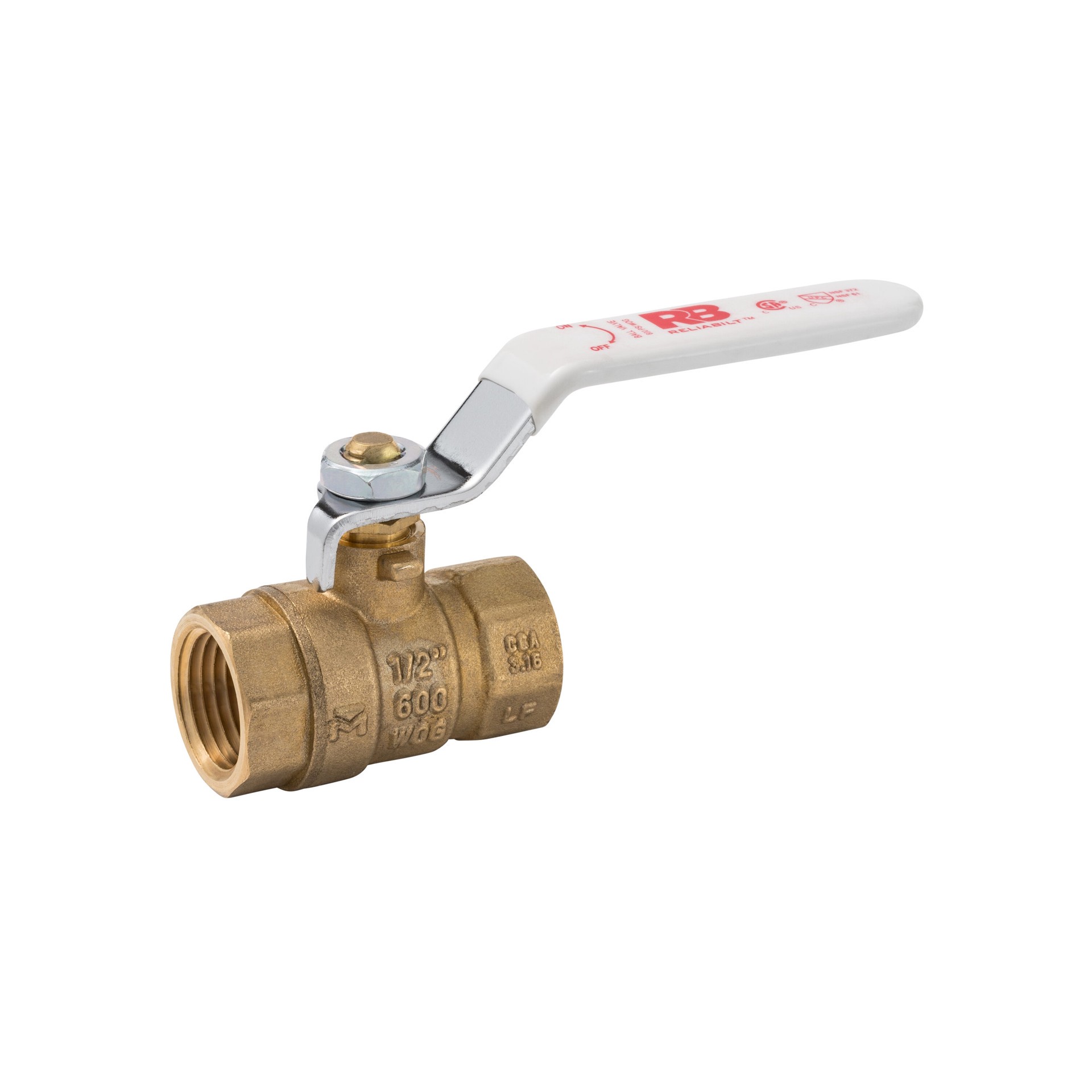 slide 2 of 5, RELIABILT 7690T 1/2-in FIP Brass Ball Valve 5 -Pack, 1 ct