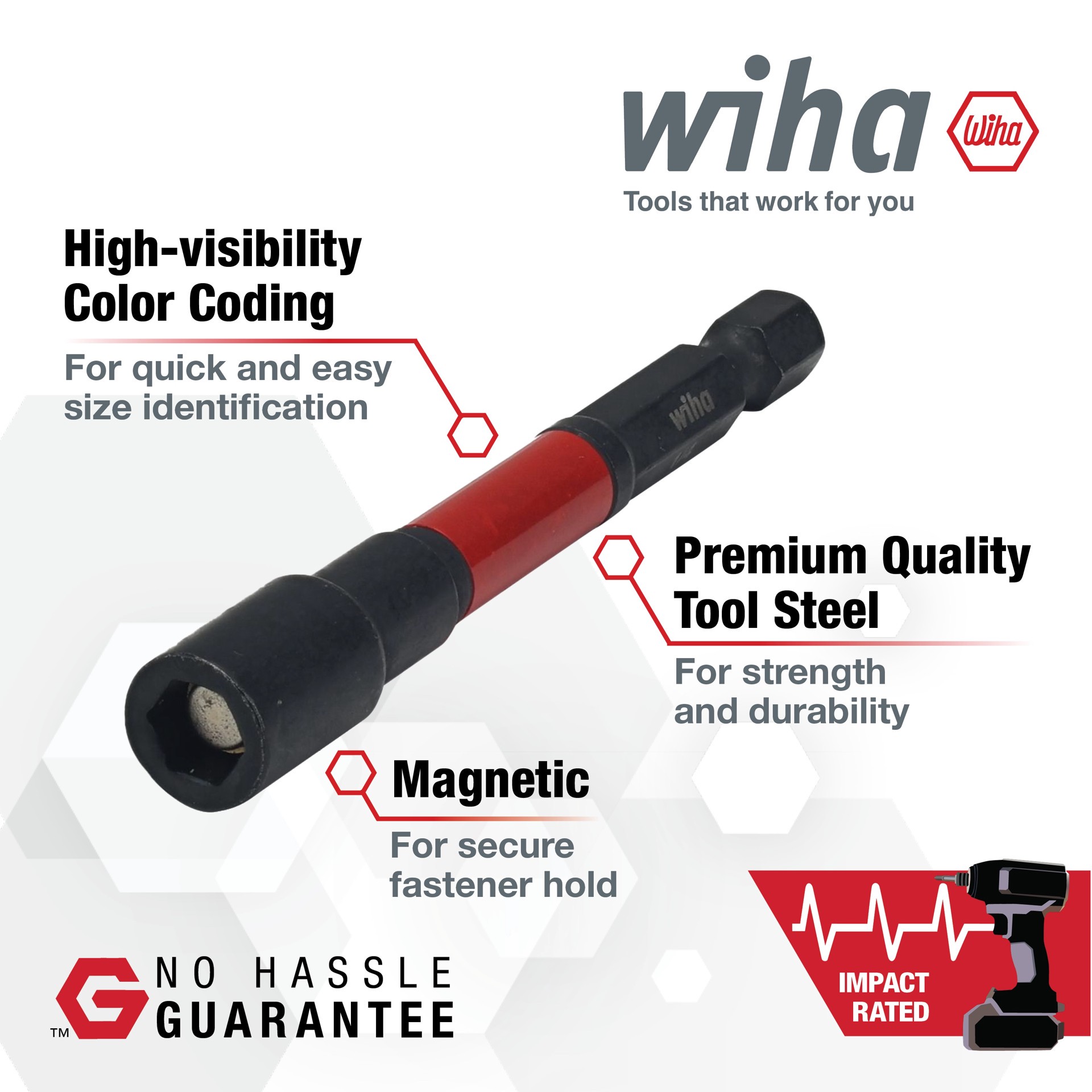 slide 2 of 6, Wiha 1/4-in x 1-7/8-in Nut Driver, 1 ct