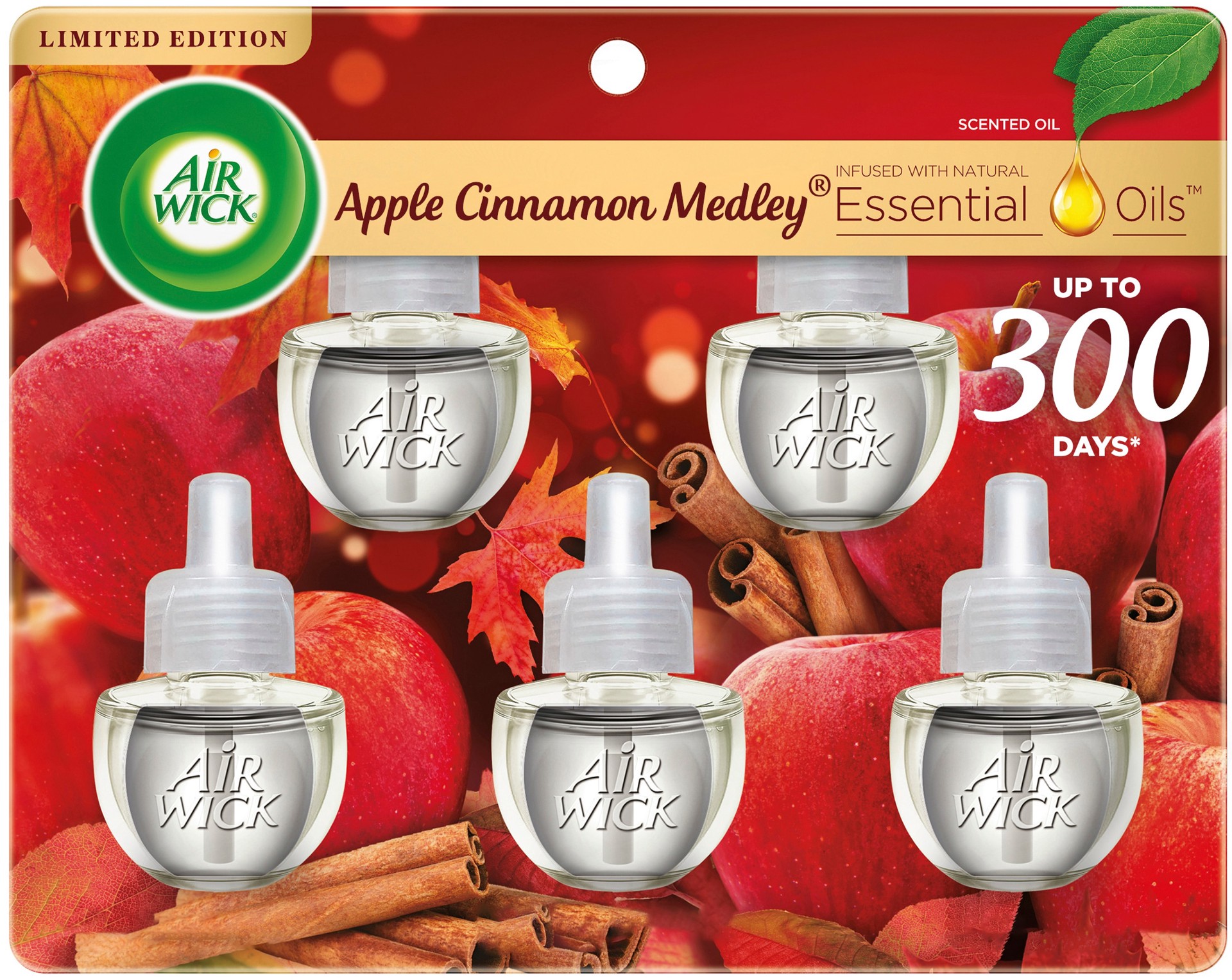 slide 1 of 4, Air Wick 0.67 -fl oz Apple Cinnamon Refill Air Freshener 5 -Pack, 1 ct