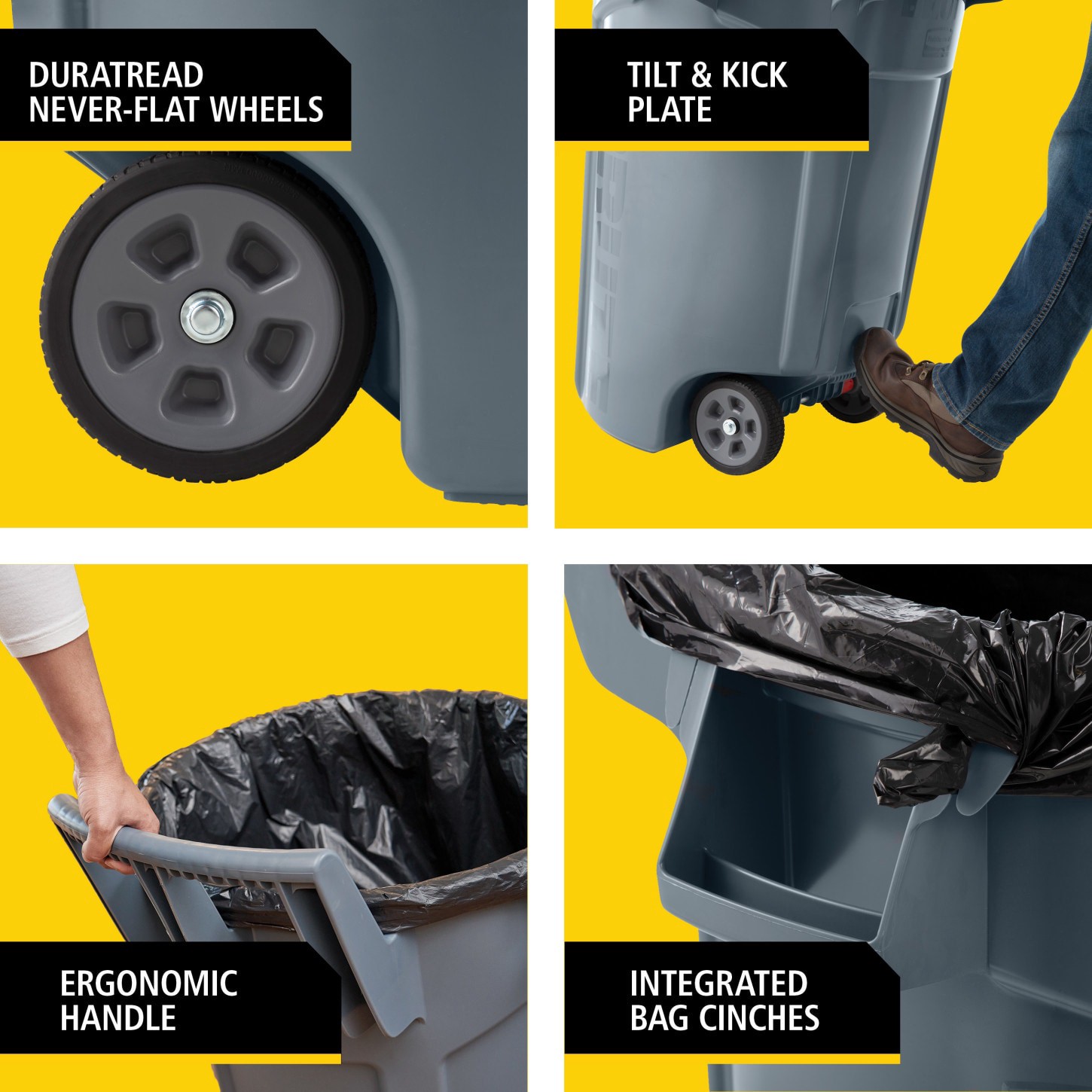 slide 4 of 6, Rubbermaid Commercial Products BRUTE 32 Gallon Gray Resin Wheeled Indoor/Outdoor Lidless Trash Can, 1 ct