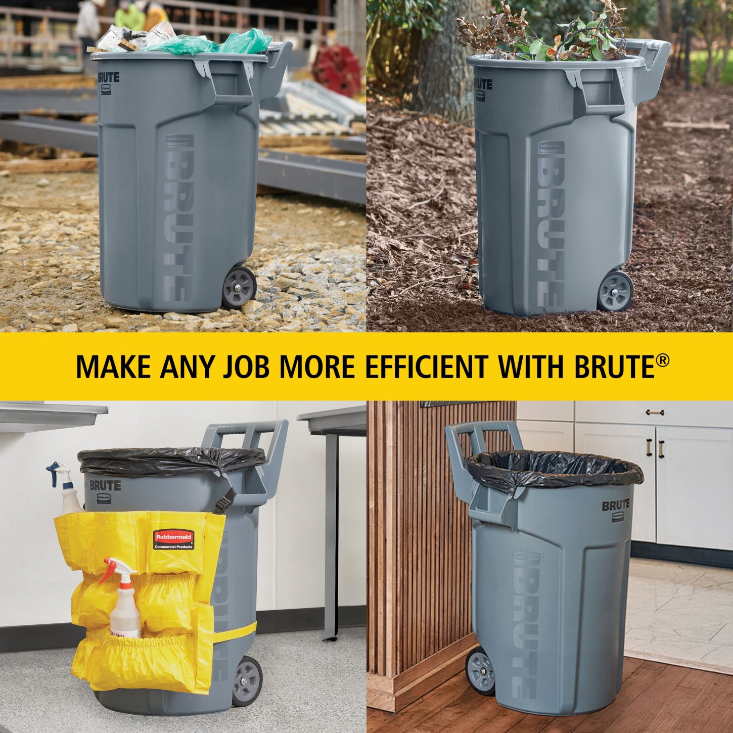 slide 5 of 6, Rubbermaid Commercial Products BRUTE 32 Gallon Gray Resin Wheeled Indoor/Outdoor Lidless Trash Can, 1 ct