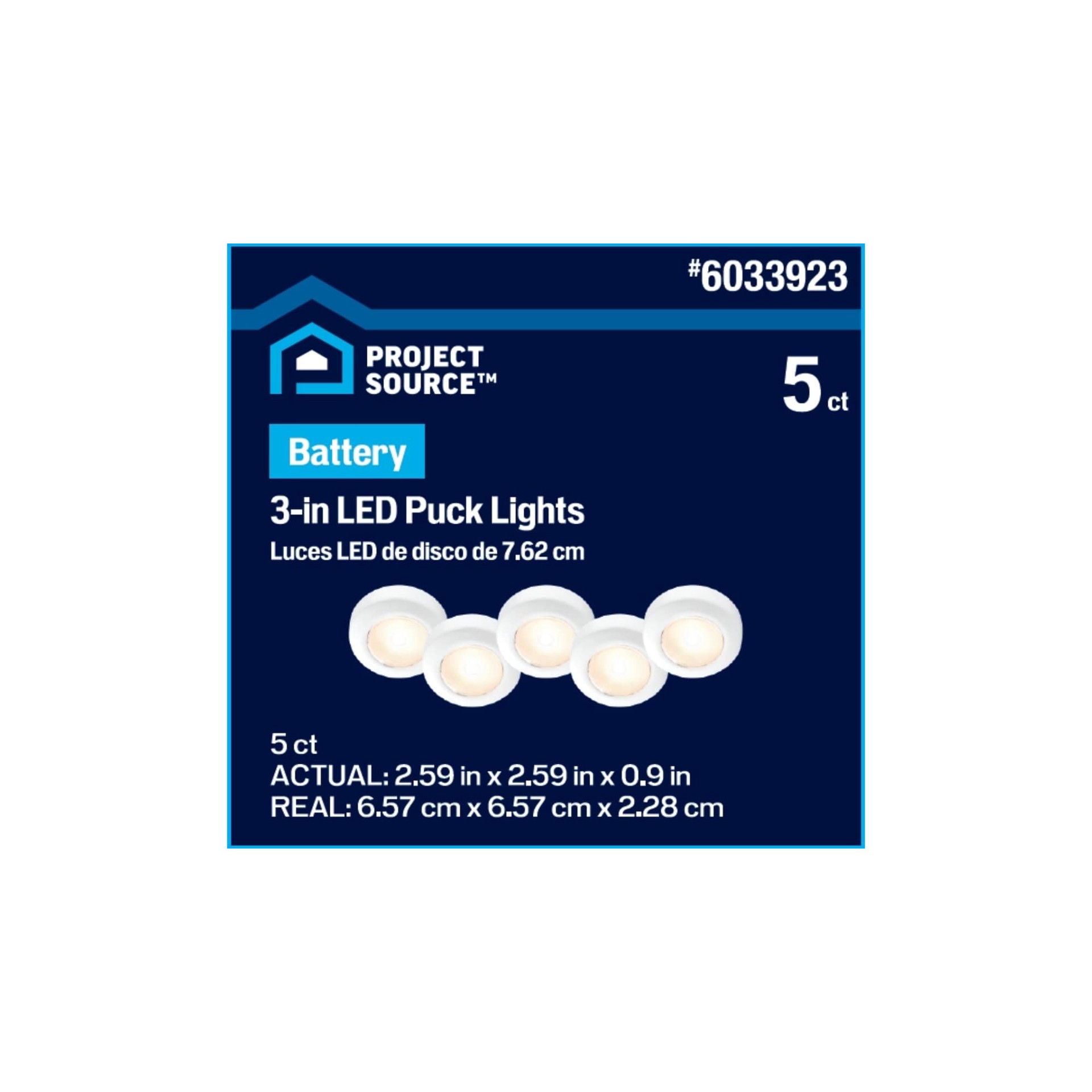 slide 6 of 6, Project Source LED Puck Light 2 -Pack 2.6-in Battery LED Under Cabinet Puck Light, 1 ct