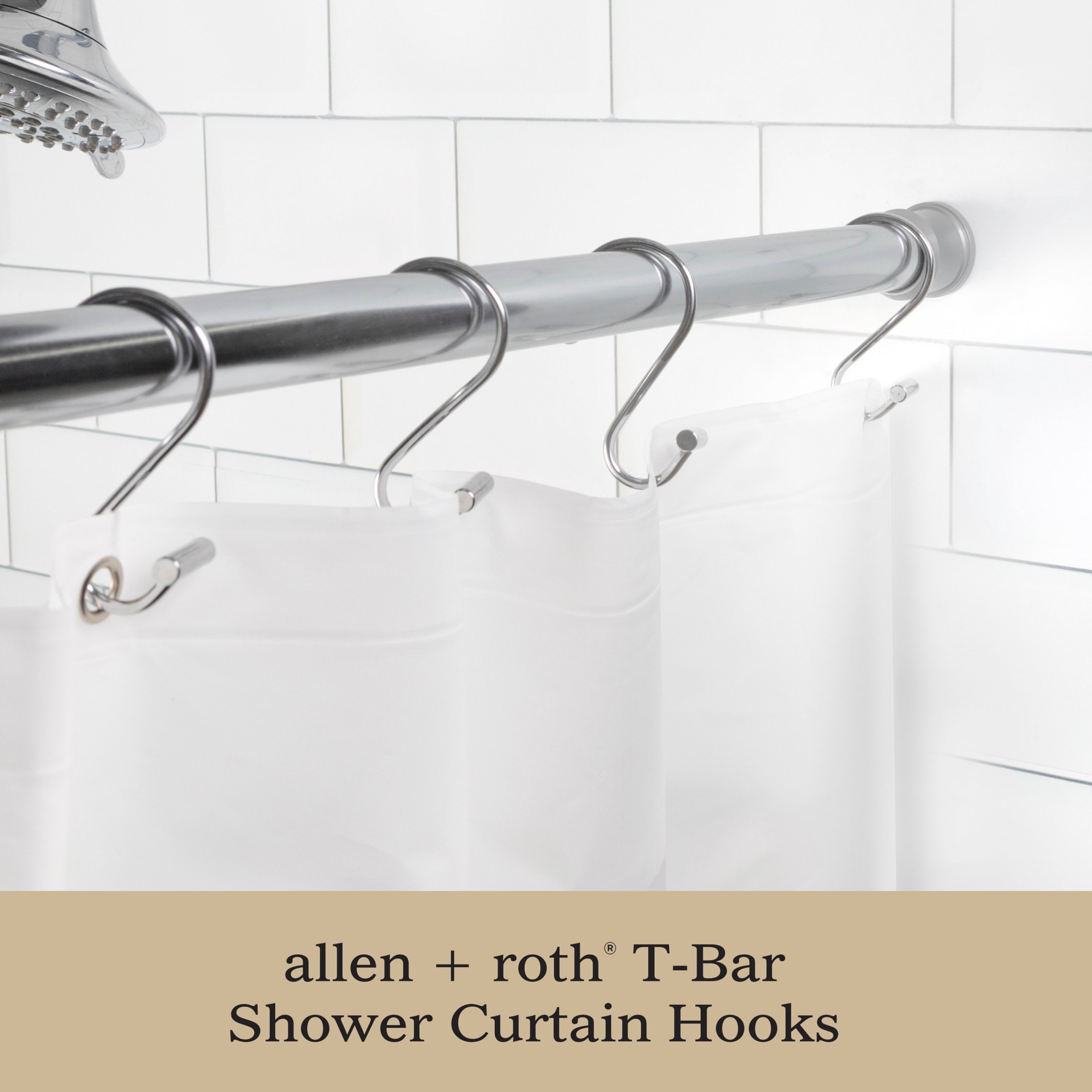 slide 2 of 5, allen + roth Chrome Steel Single Shower Curtain Hooks 12 -Pack, 1 ct