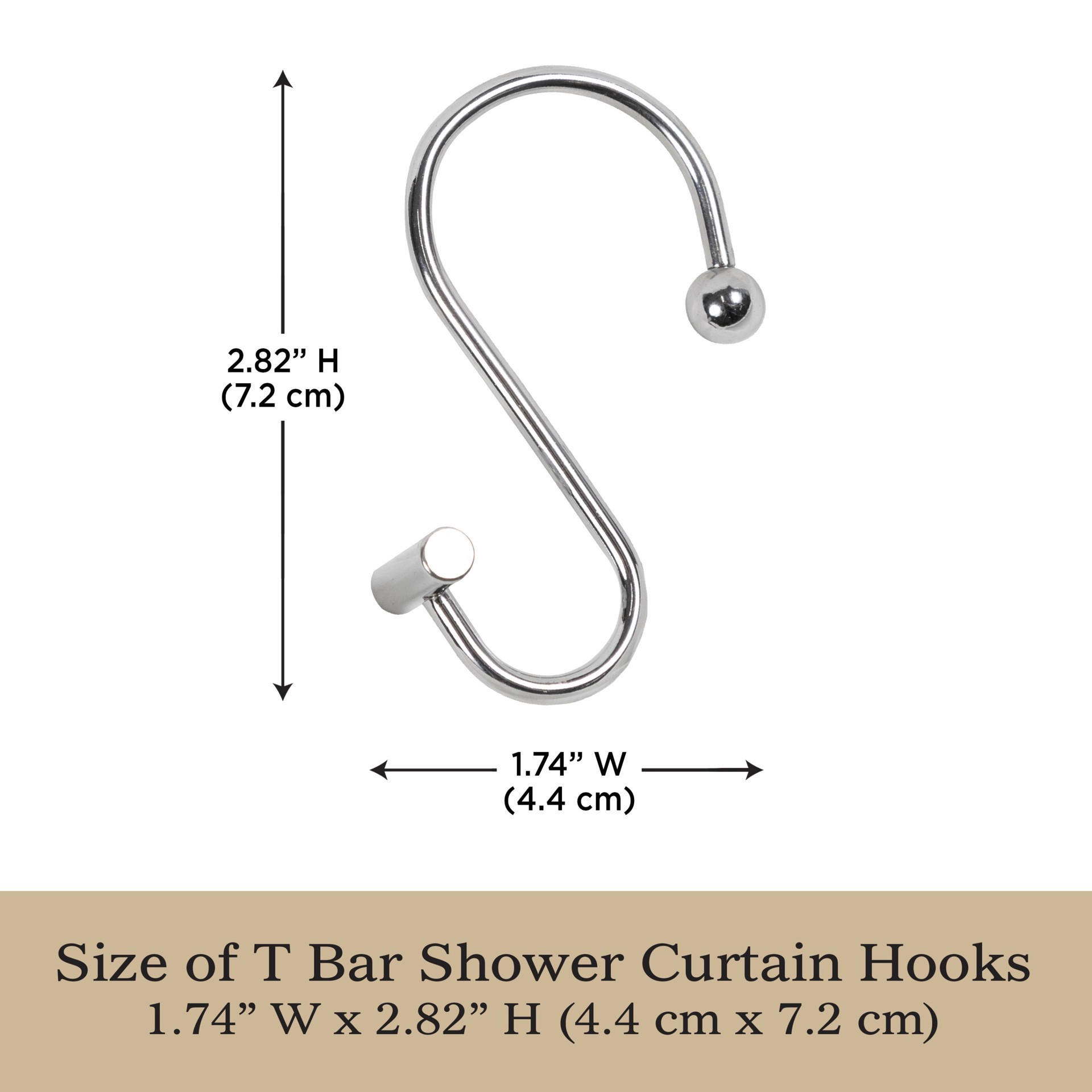 slide 3 of 5, allen + roth Chrome Steel Single Shower Curtain Hooks 12 -Pack, 1 ct