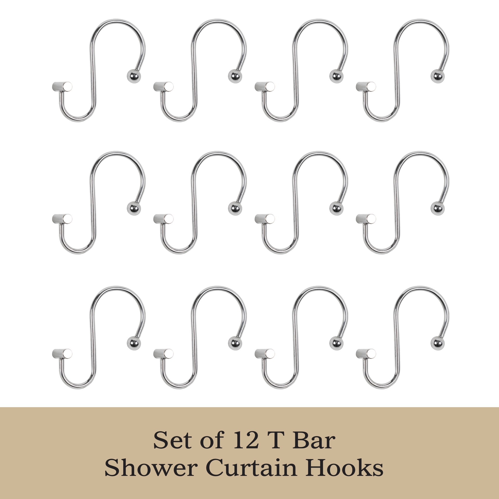 slide 5 of 5, allen + roth Chrome Steel Single Shower Curtain Hooks 12 -Pack, 1 ct
