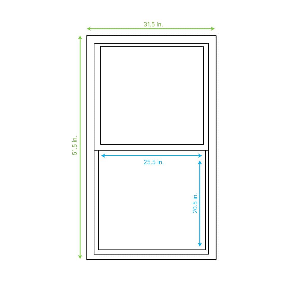 slide 3 of 6, RELIABILT Series 28100 31-1/2-in x 51-1/2-in Black Exterior Vinyl New Construction Single Hung Window Low-E argon Double Pane Glass (Half Screen Included), 1 ct