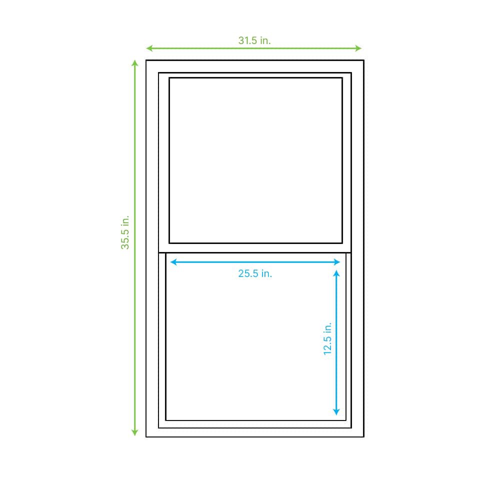 slide 3 of 6, RELIABILT Series 28100 31-1/2-in x 35-1/2-in Black Exterior Vinyl New Construction Single Hung Window Low-E argon Double Pane Glass (Half Screen Included), 1 ct
