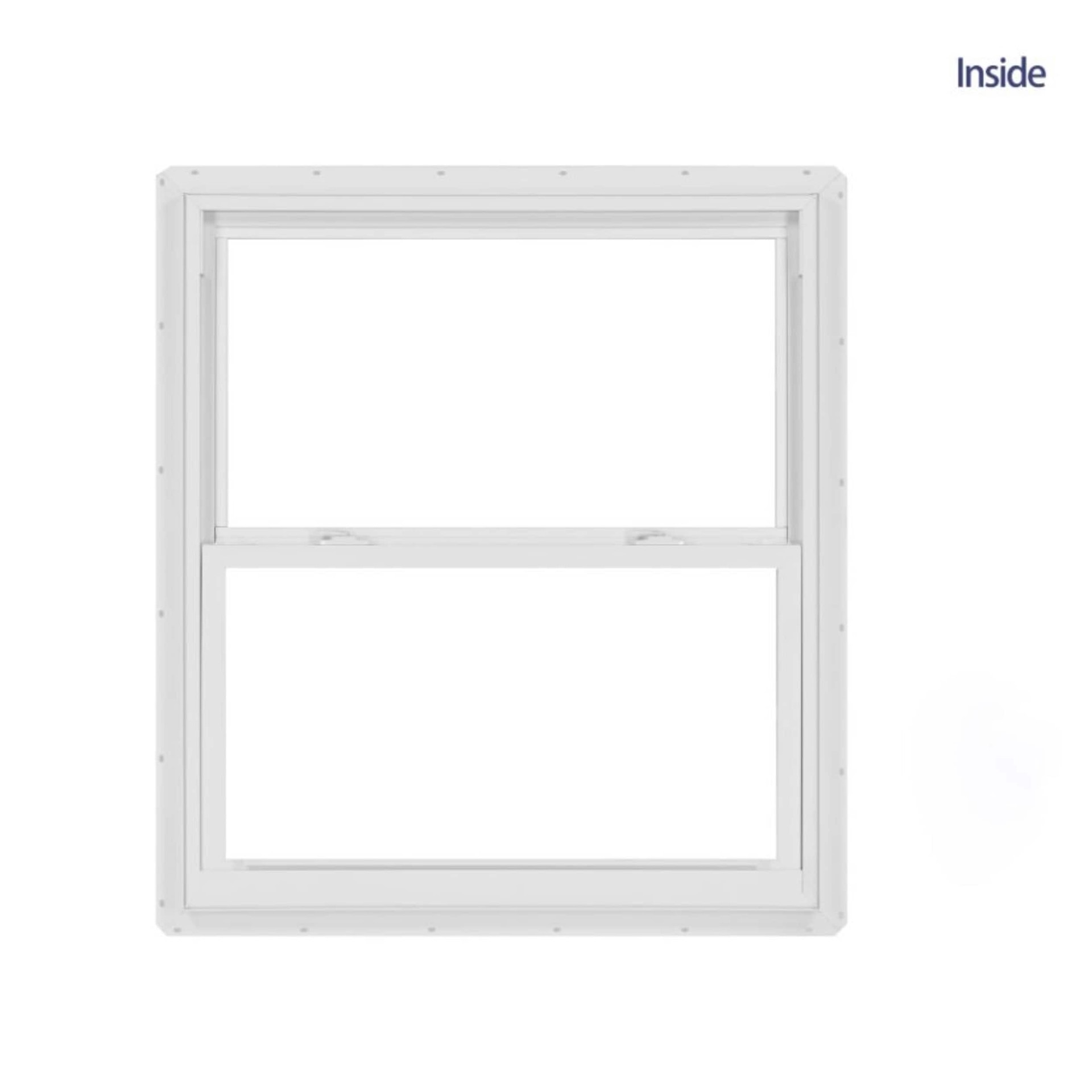 slide 4 of 6, RELIABILT Series 28100 31-1/2-in x 35-1/2-in Black Exterior Vinyl New Construction Single Hung Window Low-E argon Double Pane Glass (Half Screen Included), 1 ct