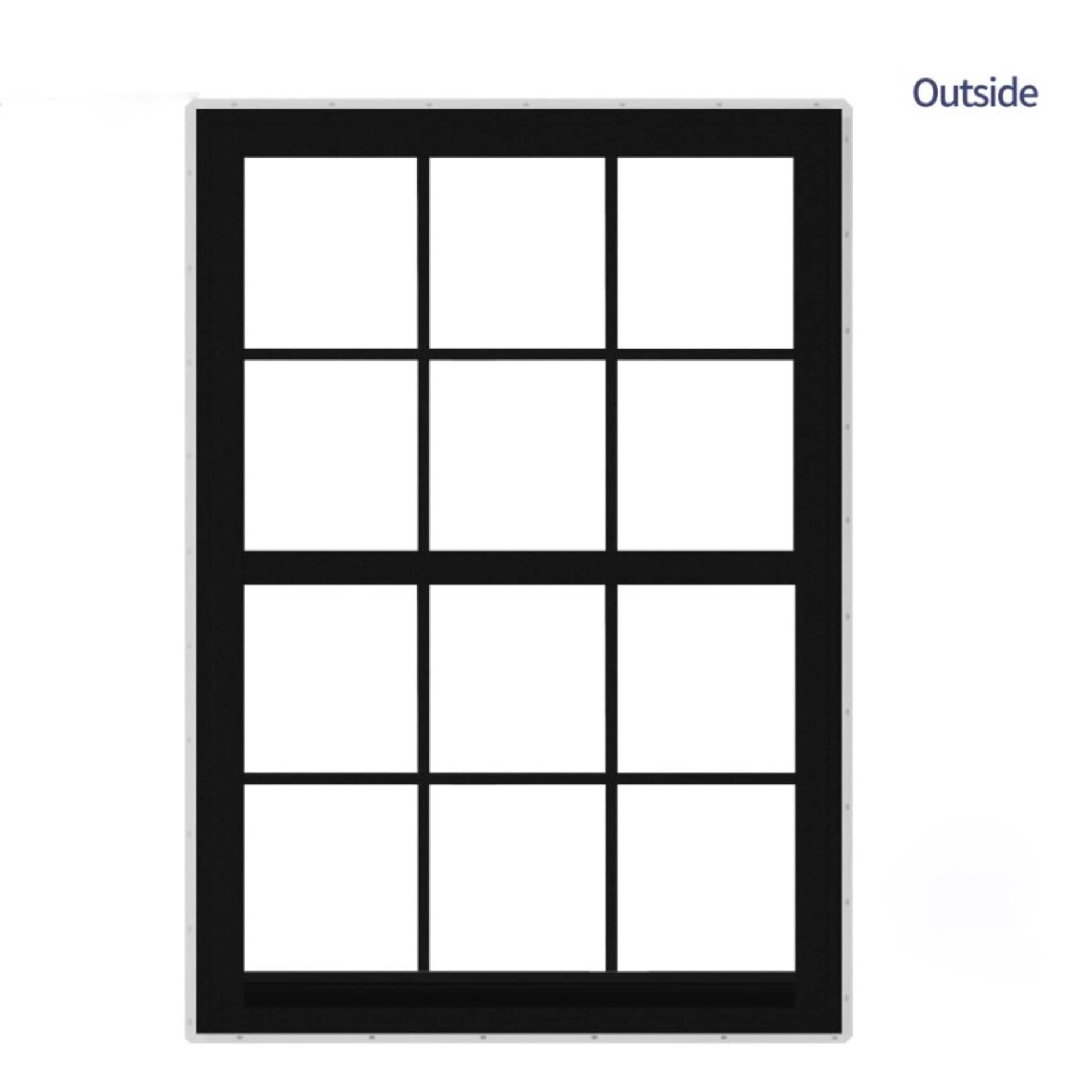 slide 5 of 6, RELIABILT Series 28100 35-1/2-in x 51-1/2-in Black Exterior Vinyl New Construction Single Hung Window Low-E argon Double Pane Glass with Grids, (Half Screen Included), 1 ct