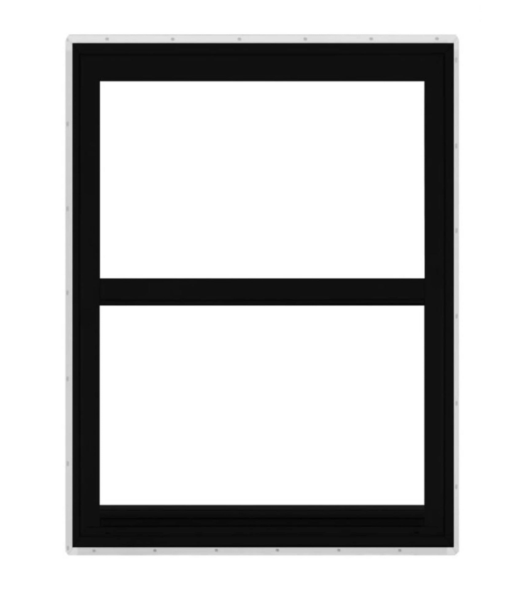 slide 1 of 6, RELIABILT Series 28100 35-1/2-in x 47-1/2-in Black Exterior Vinyl New Construction Single Hung Window Low-E argon Double Pane Glass (Half Screen Included), 1 ct