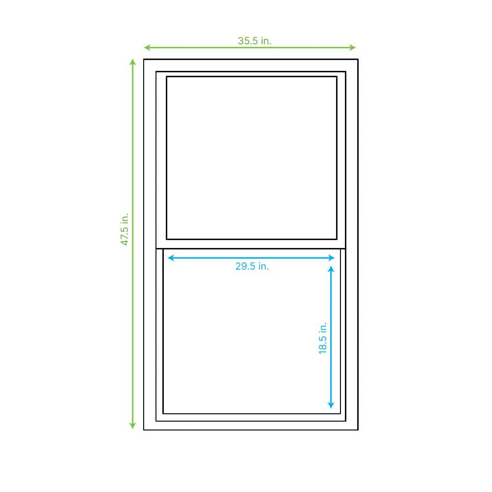 slide 3 of 6, RELIABILT Series 28100 35-1/2-in x 47-1/2-in Black Exterior Vinyl New Construction Single Hung Window Low-E argon Double Pane Glass (Half Screen Included), 1 ct